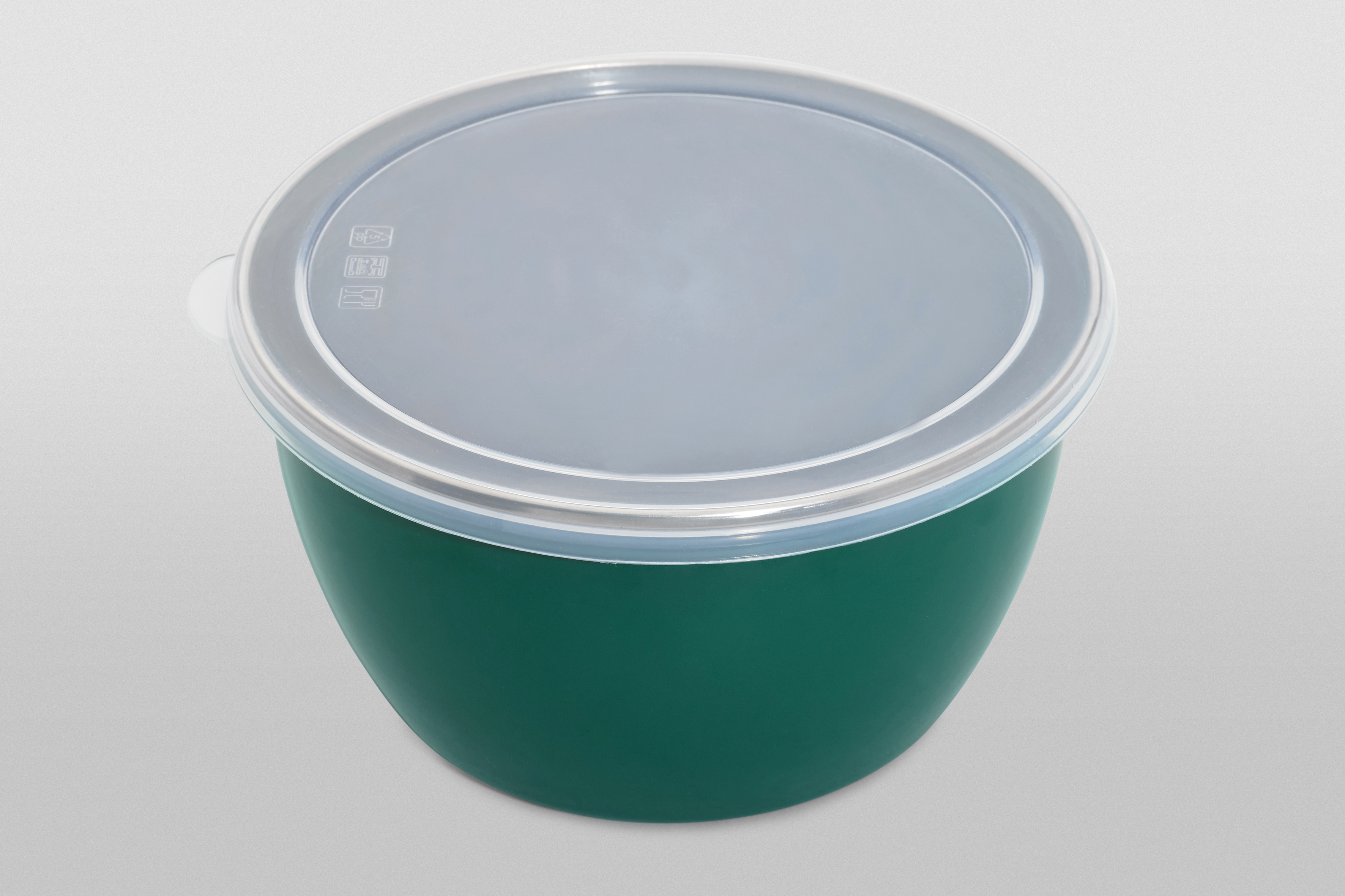 Миска эмалированная без ручек с пластиковой крышкой, 2.4 л