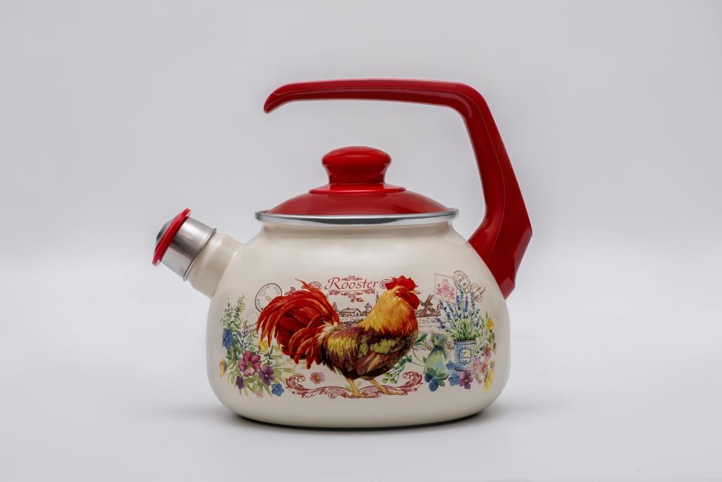 Чайник эмалированный с бакелитовой ручкой, со свистком, 2.5 л