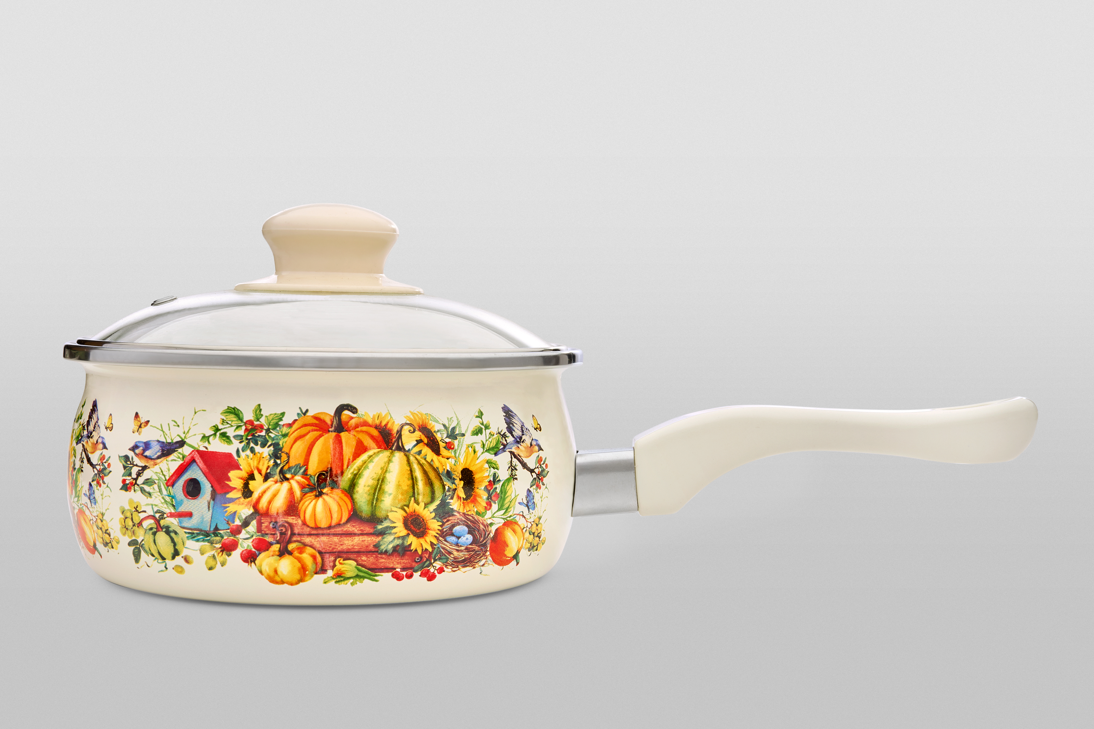 Ковш эмалированный со стеклянной крышкой, 1.6 л