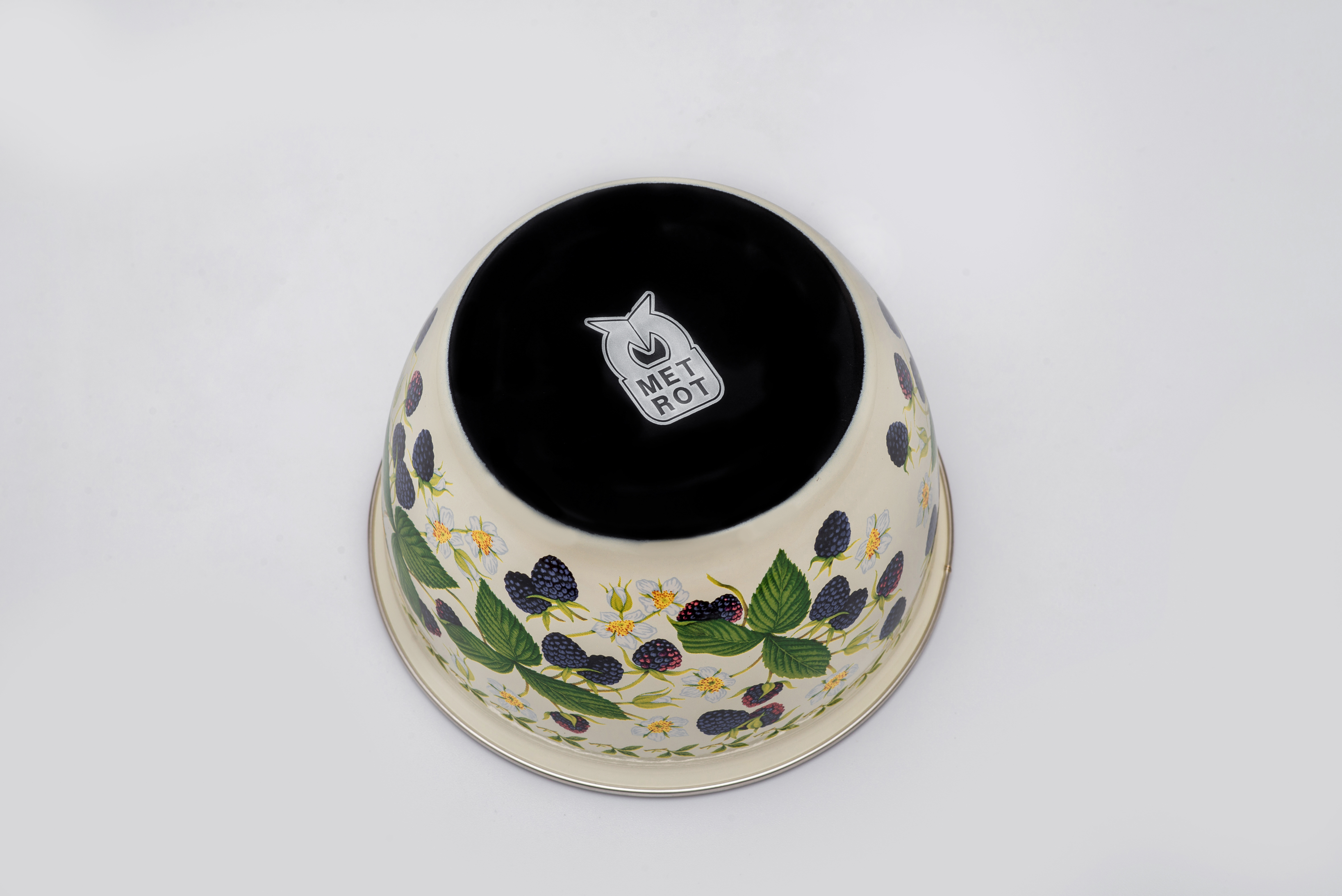 Миска эмалированная без ручек с пластиковой крышкой, 1.1 л