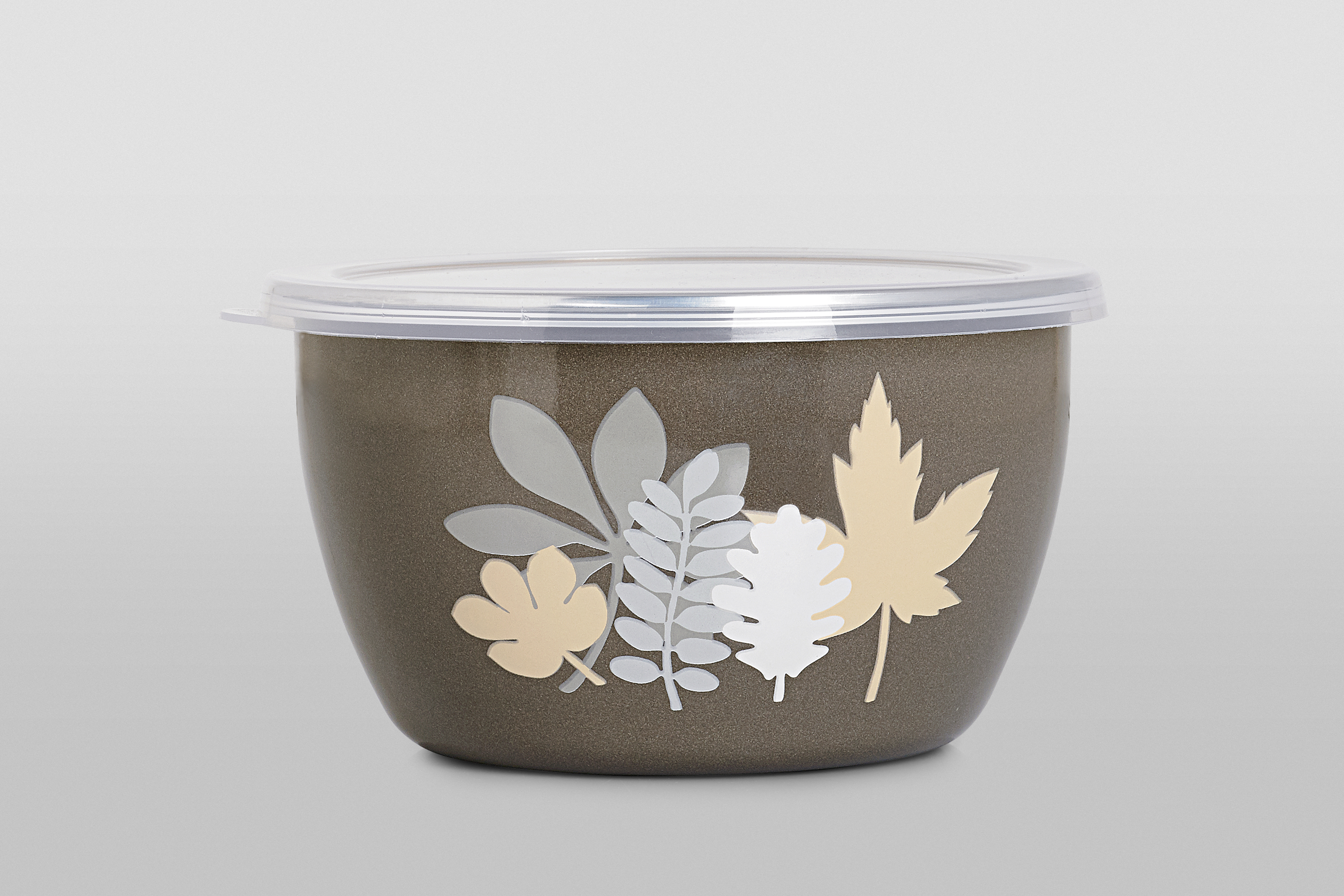 Миска эмалированная без ручек с пластиковой крышкой, 1.1 л