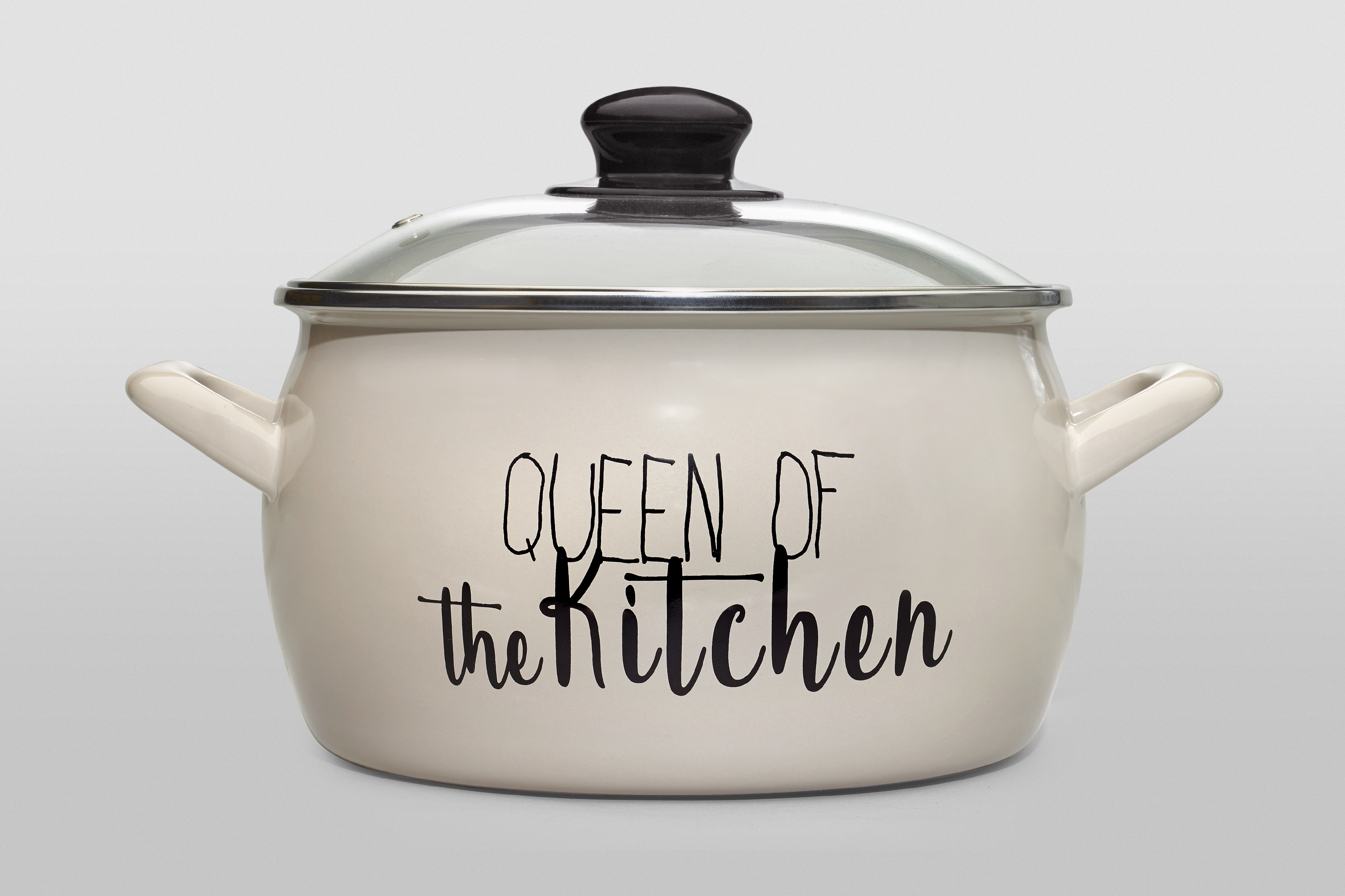 Кастрюля глубокая эмалированная со стеклянной крышкой, 5.4 л