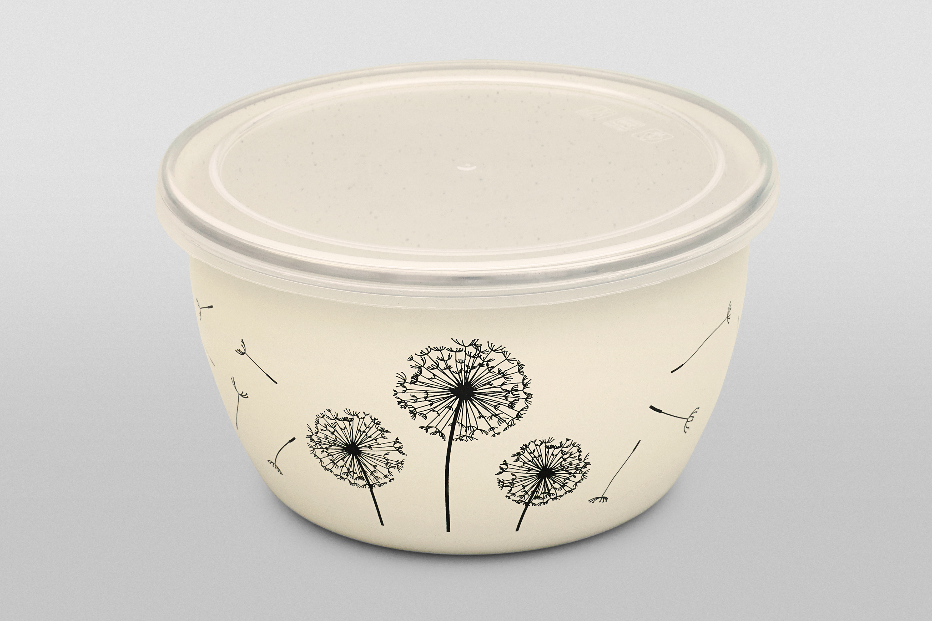 Миска эмалированная без ручек с пластиковой крышкой, 1.1 л