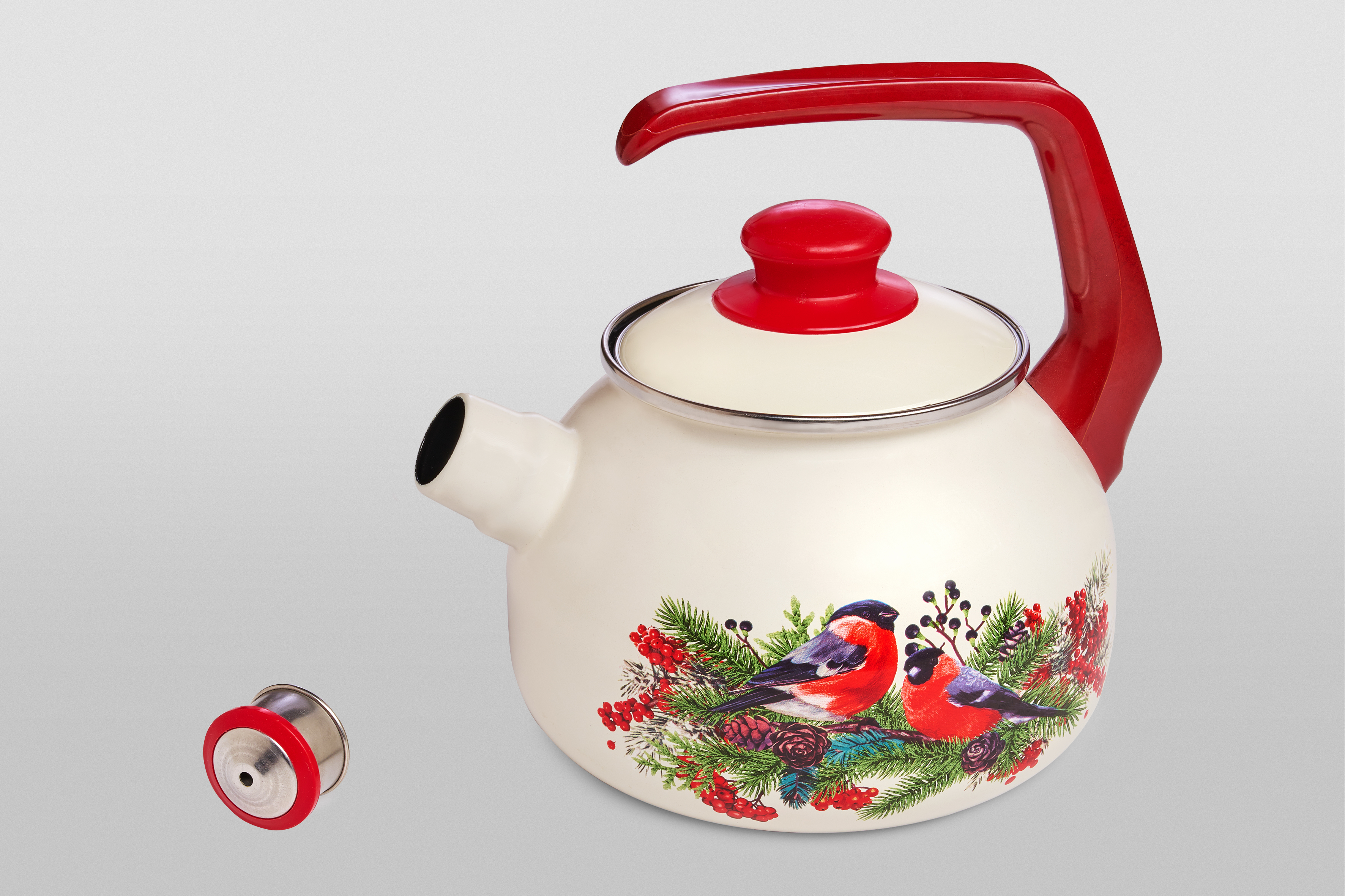 Чайник эмалированный с бакелитовой ручкой, со свистком, 2.5 л