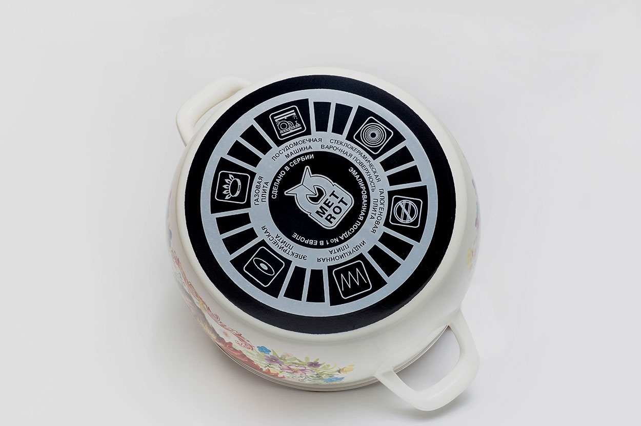 Кастрюля глубокая эмалированная с металлической крышкой, 5.3 л