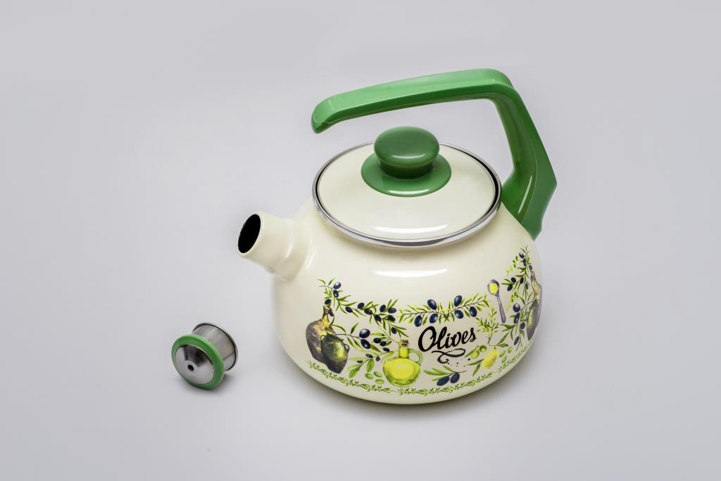 Чайник эмалированный с бакелитовой ручкой, со свистком, 2.5 л