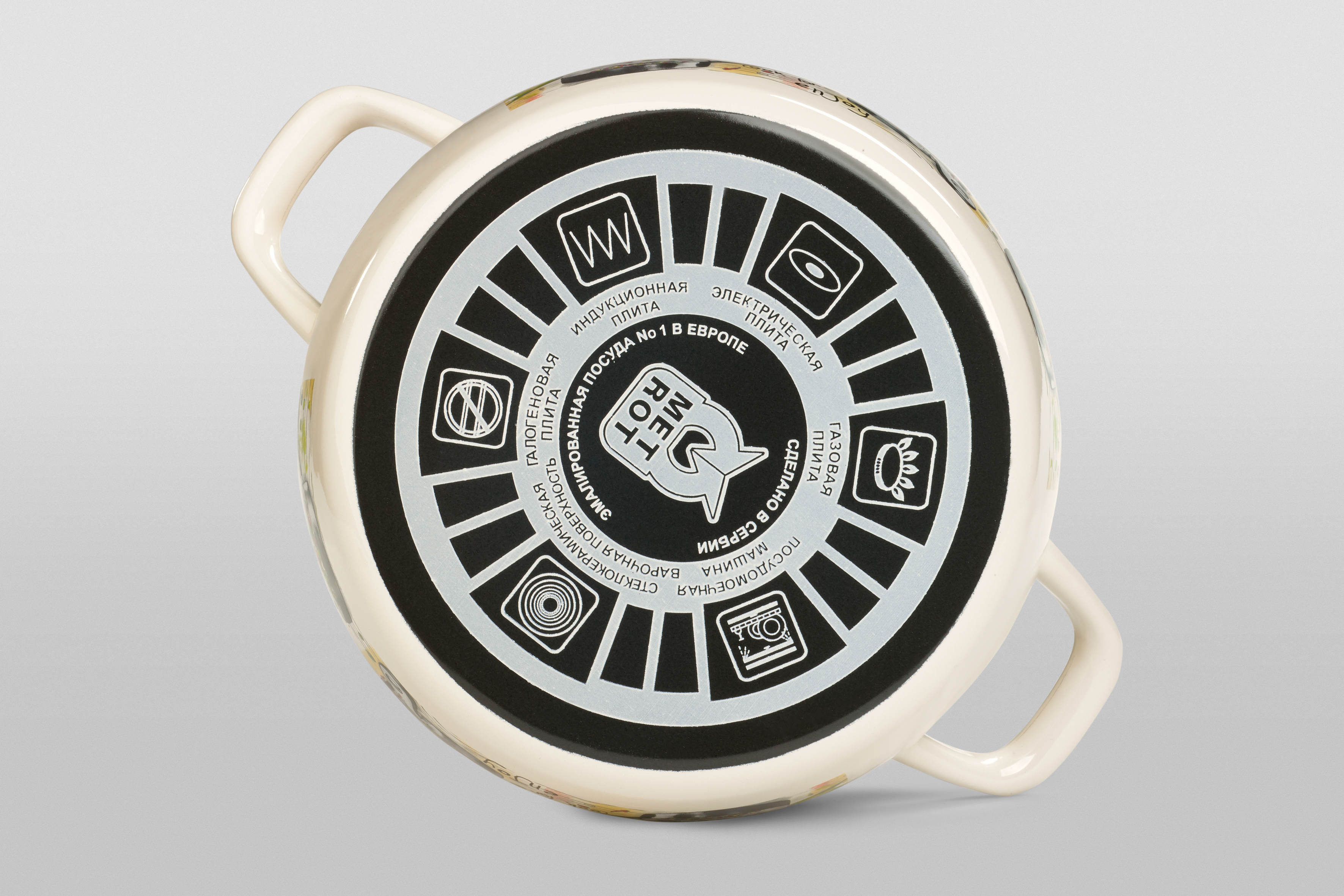 Кастрюля глубокая эмалированная со стеклянной крышкой, 3.3 л