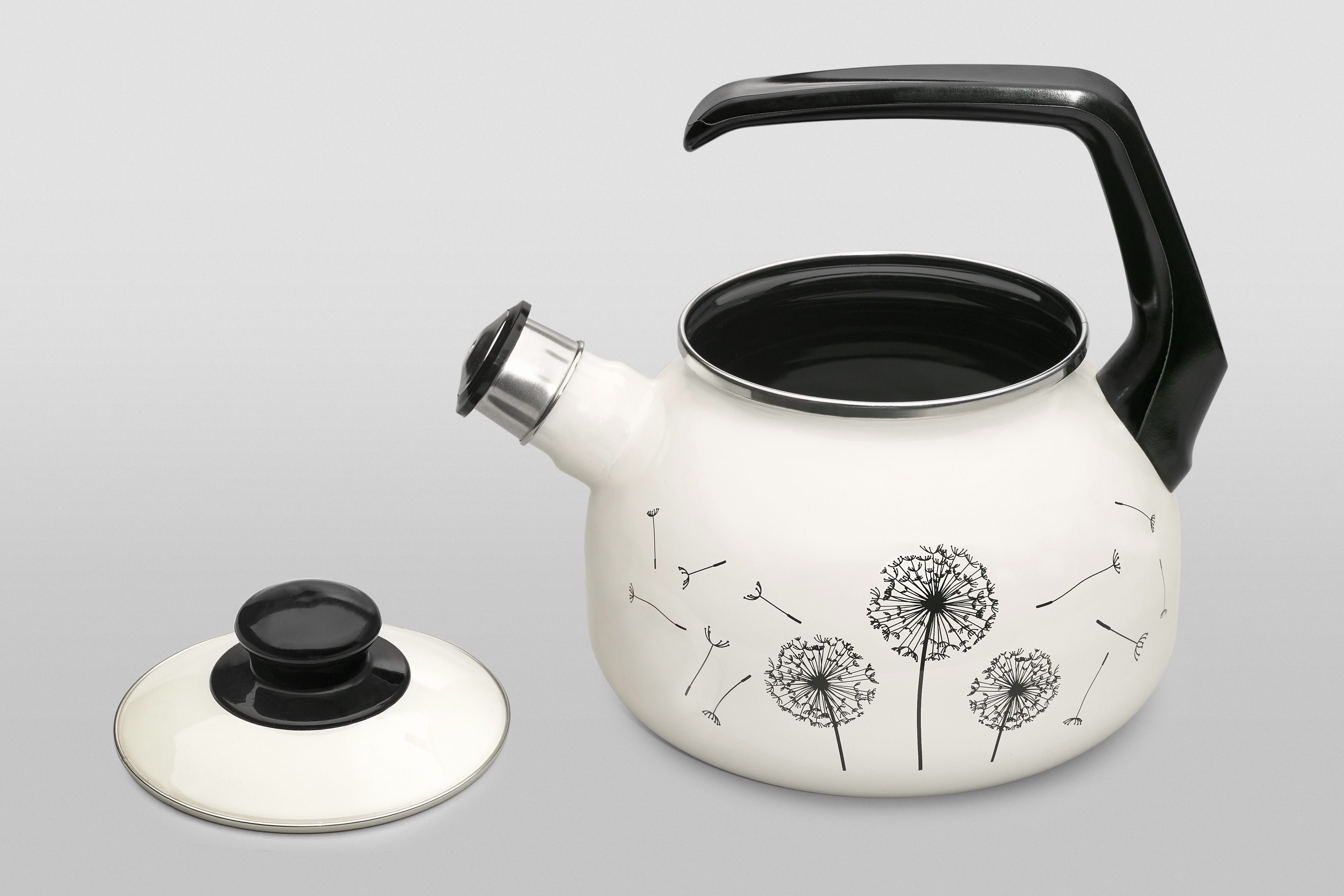 Чайник эмалированный с бакелитовой ручкой, со свистком, 2.5 л