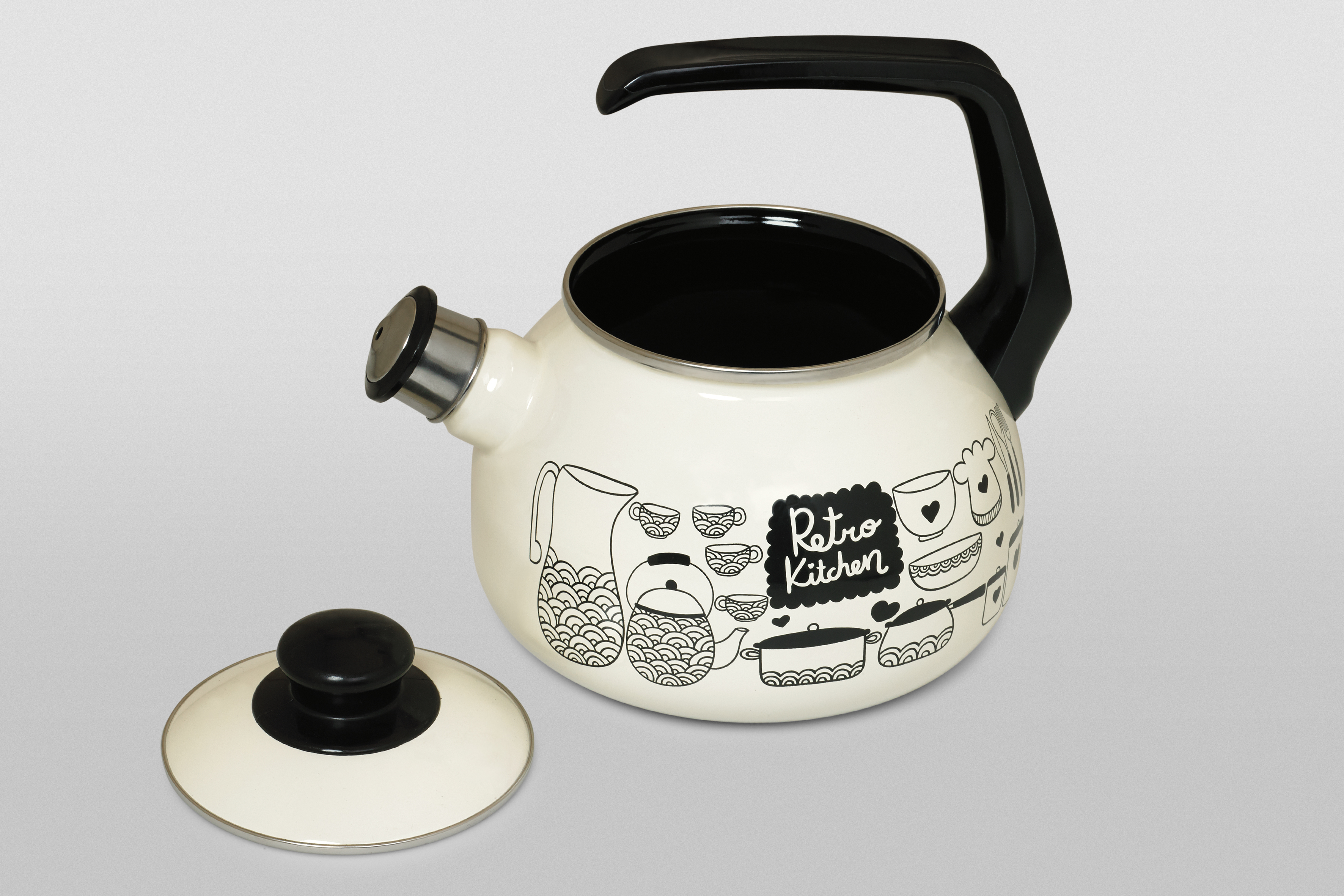 Чайник эмалированный с бакелитовой ручкой, со свистком, 2.5 л