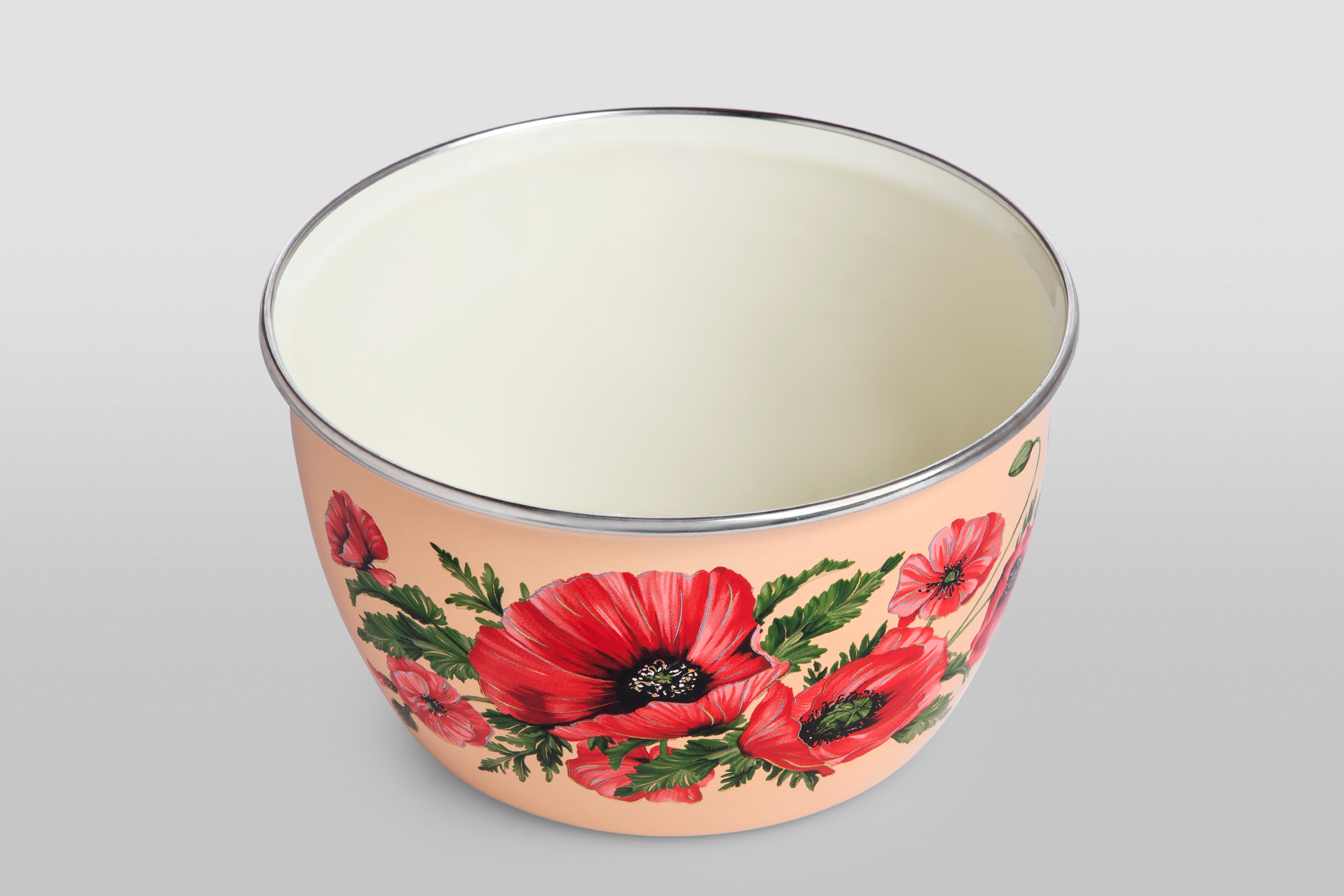 Миска эмалированная без ручек с пластиковой крышкой, 1.7 л