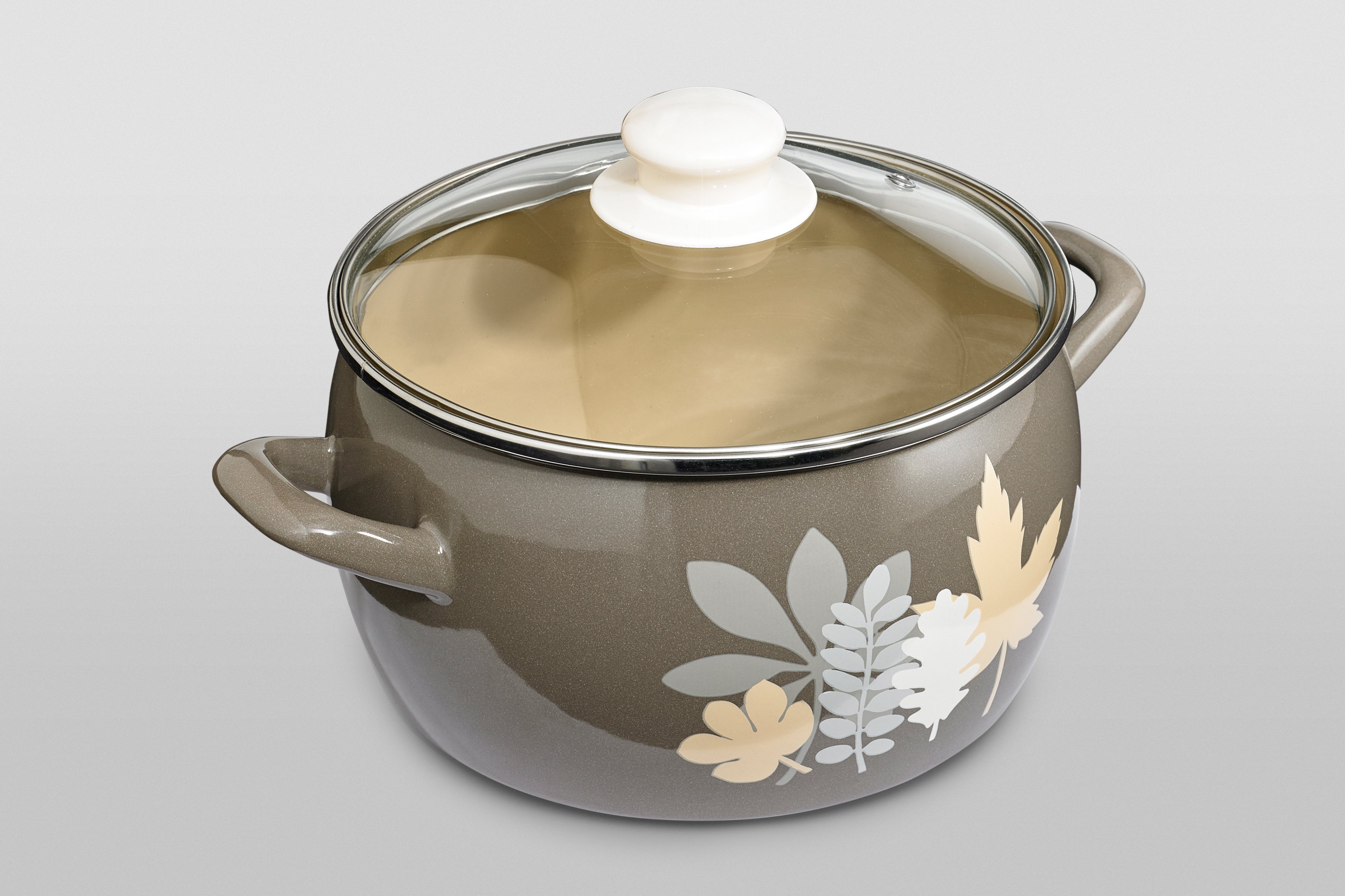 Кастрюля глубокая эмалированная со стеклянной крышкой, 7.9 л