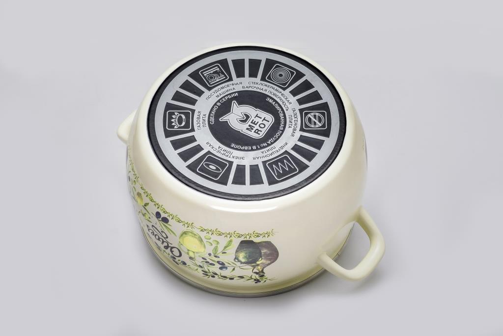 Кастрюля глубокая эмалированная со стеклянной крышкой, 7.5 л