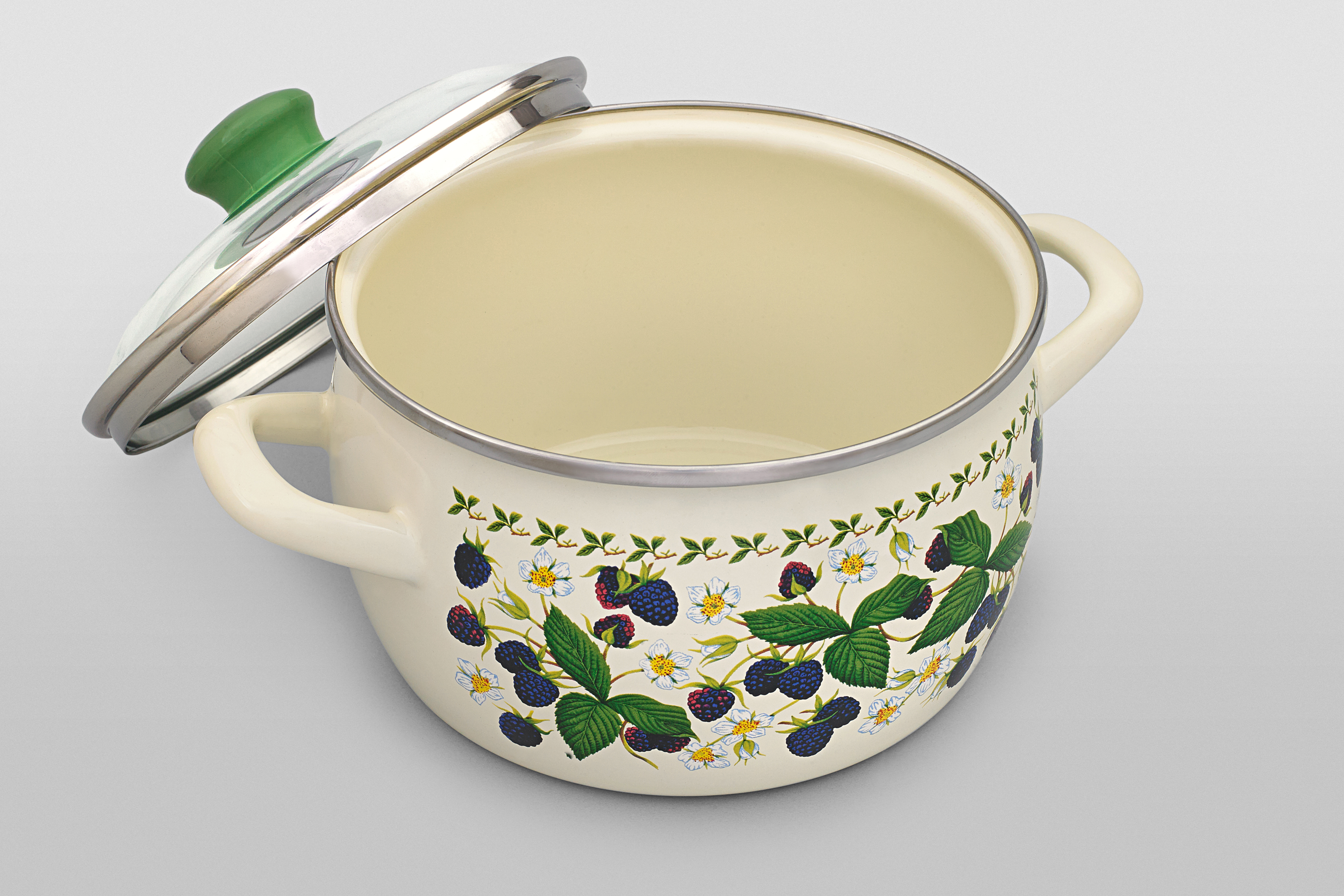 Кастрюля глубокая эмалированная со стеклянной крышкой, 7.9 л