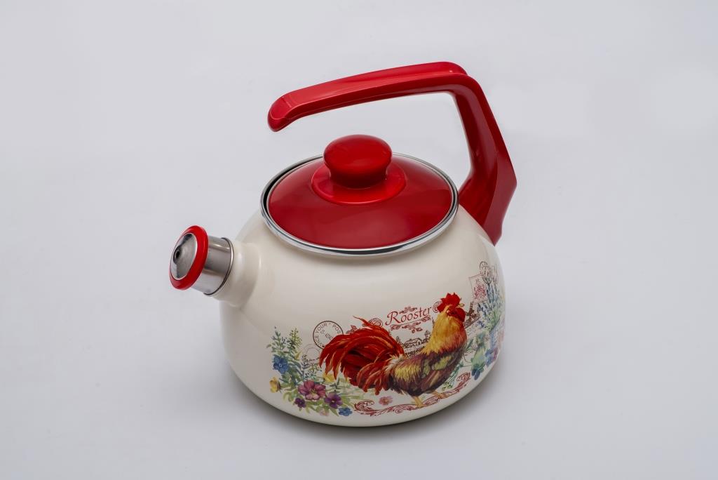 Чайник эмалированный с бакелитовой ручкой, со свистком, 2.5 л