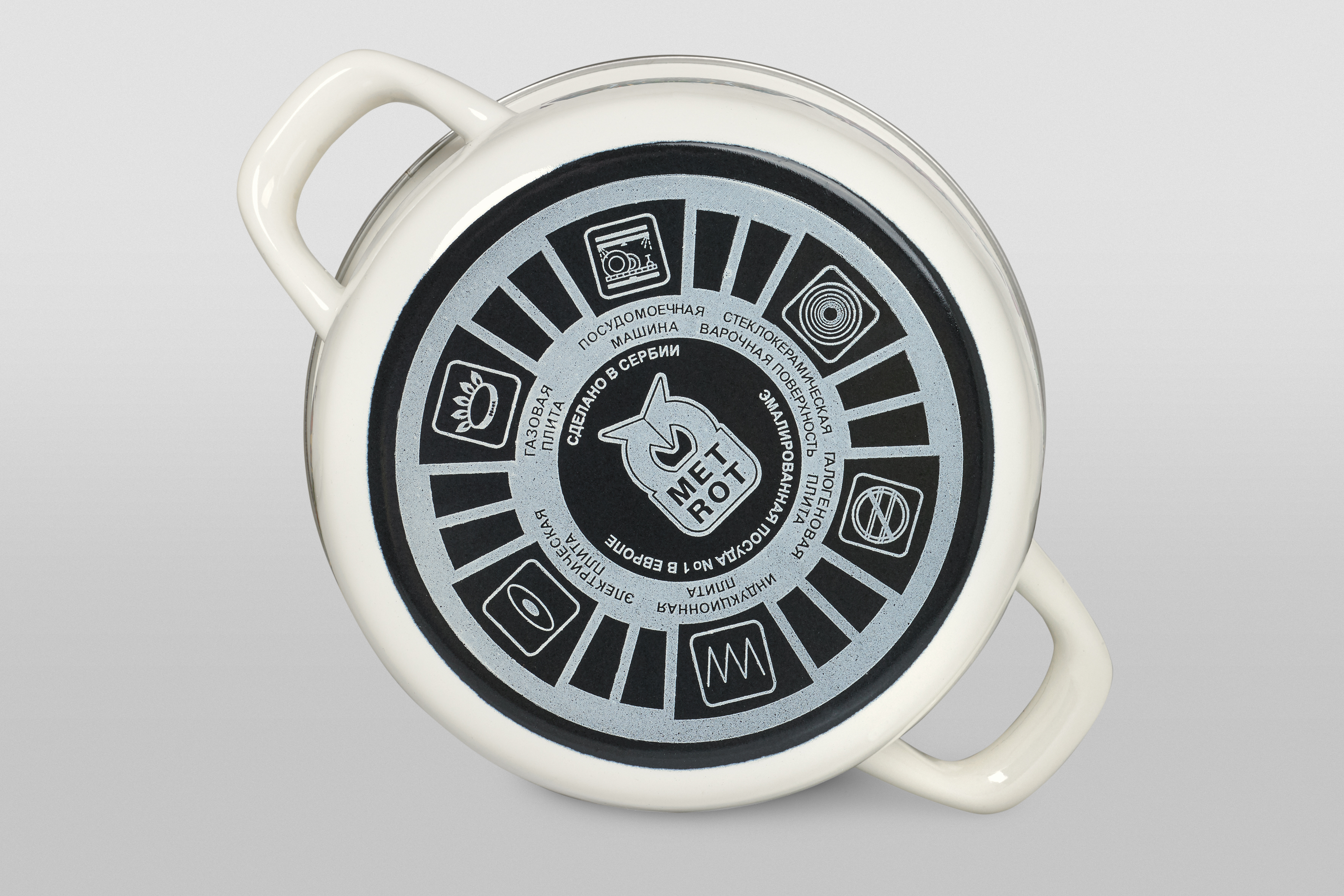 Кастрюля глубокая эмалированная со стеклянной крышкой, 24 см, 6.75 л