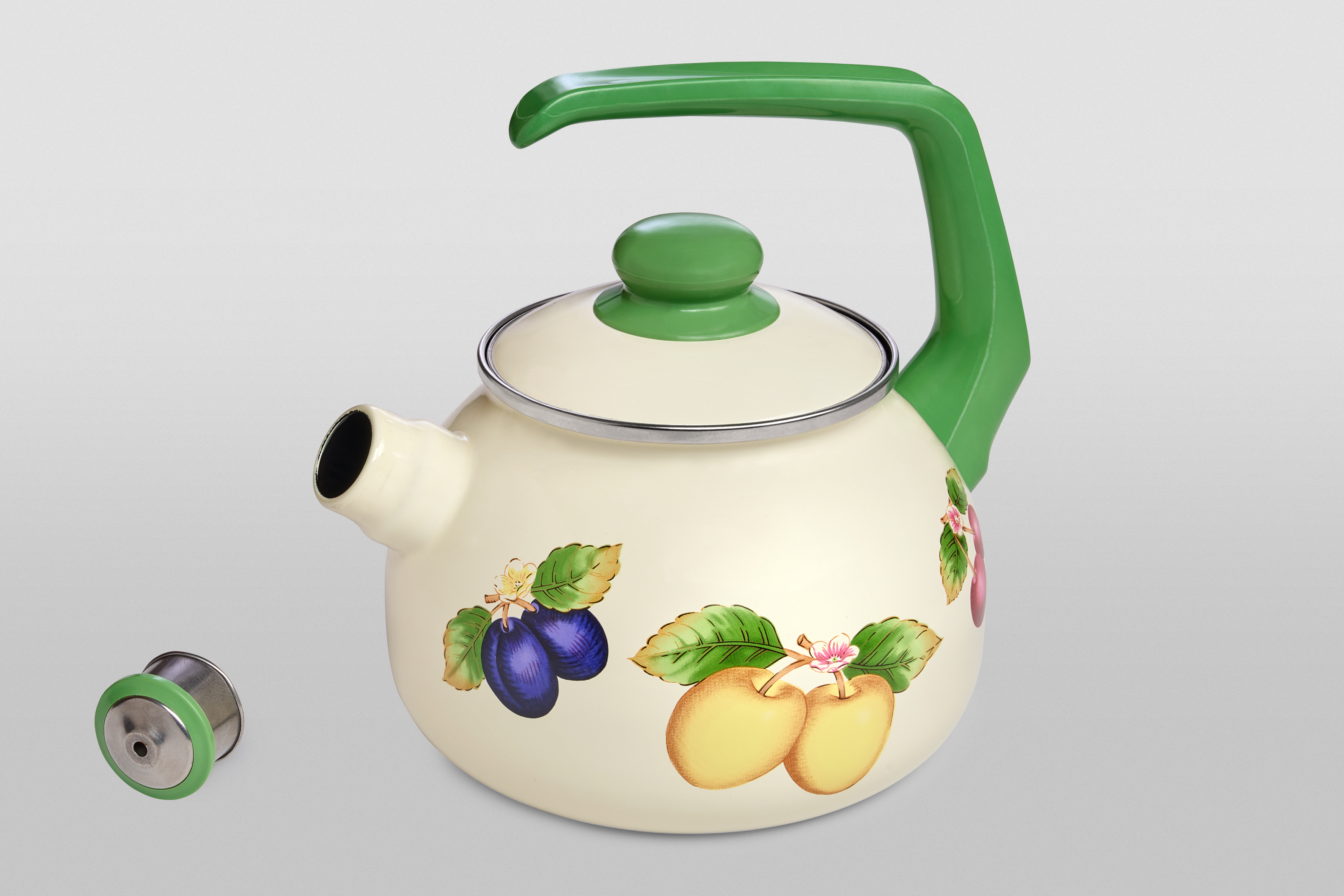 Чайник эмалированный с бакелитовой ручкой, со свистком, 2.5 л