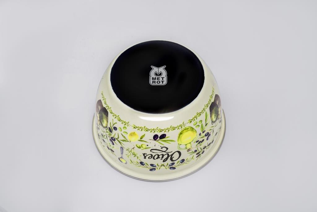 Миска эмалированная без ручек с пластиковой крышкой, 2.45 л