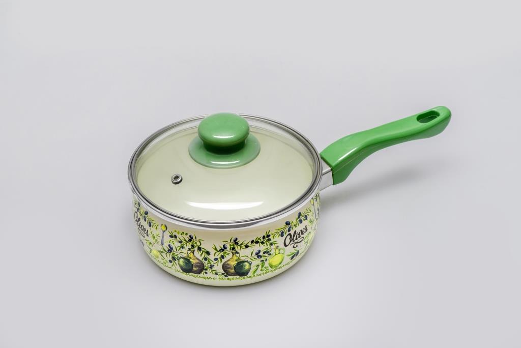 Ковш эмалированный со стеклянной крышкой, 1.65 л