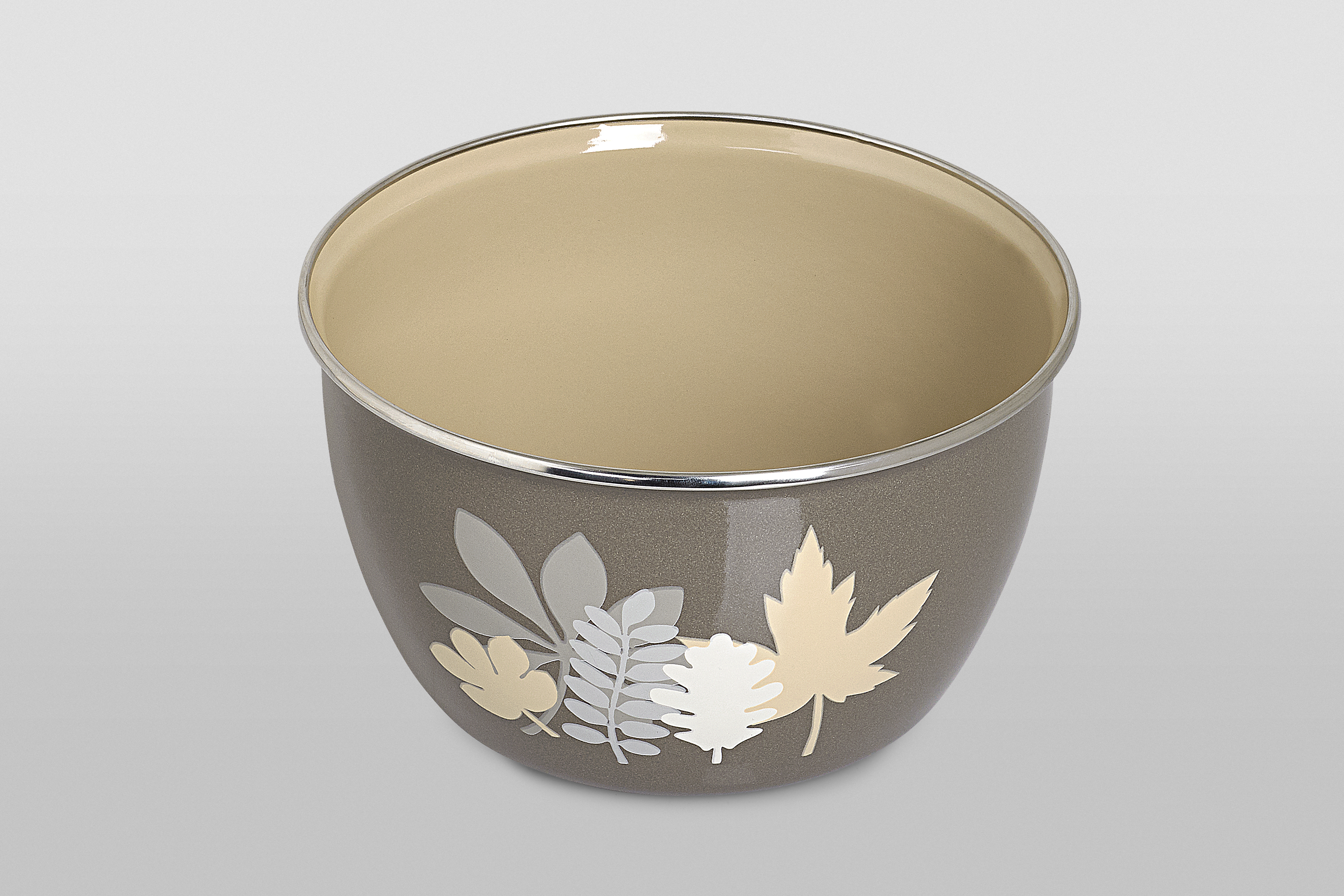 Миска эмалированная без ручек с пластиковой крышкой, 1.1 л