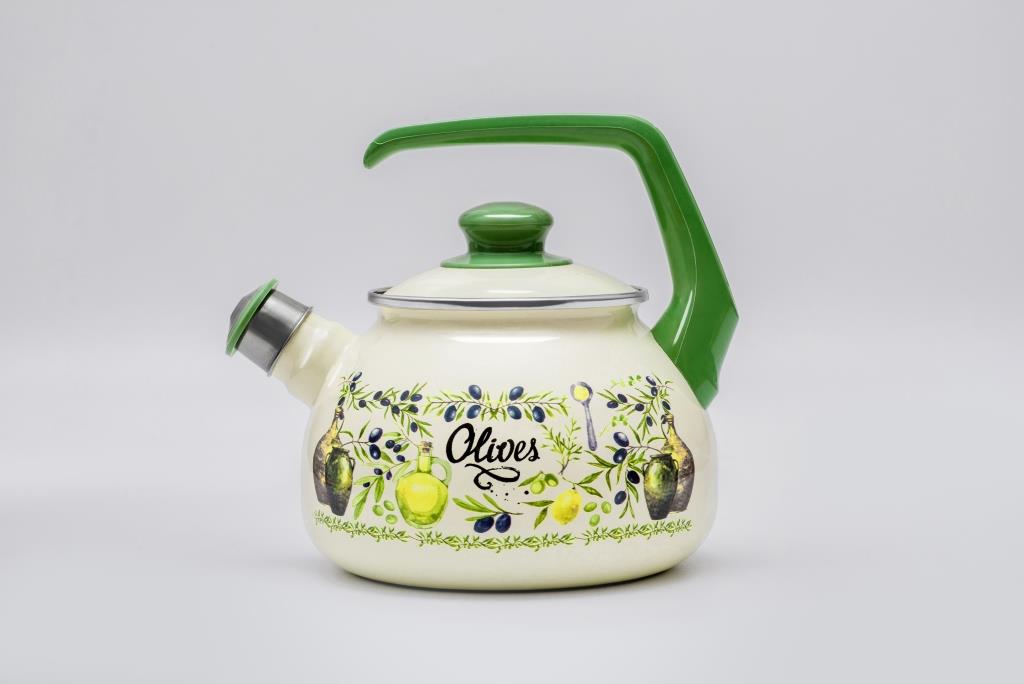 Чайник эмалированный с бакелитовой ручкой, со свистком, 2.5 л