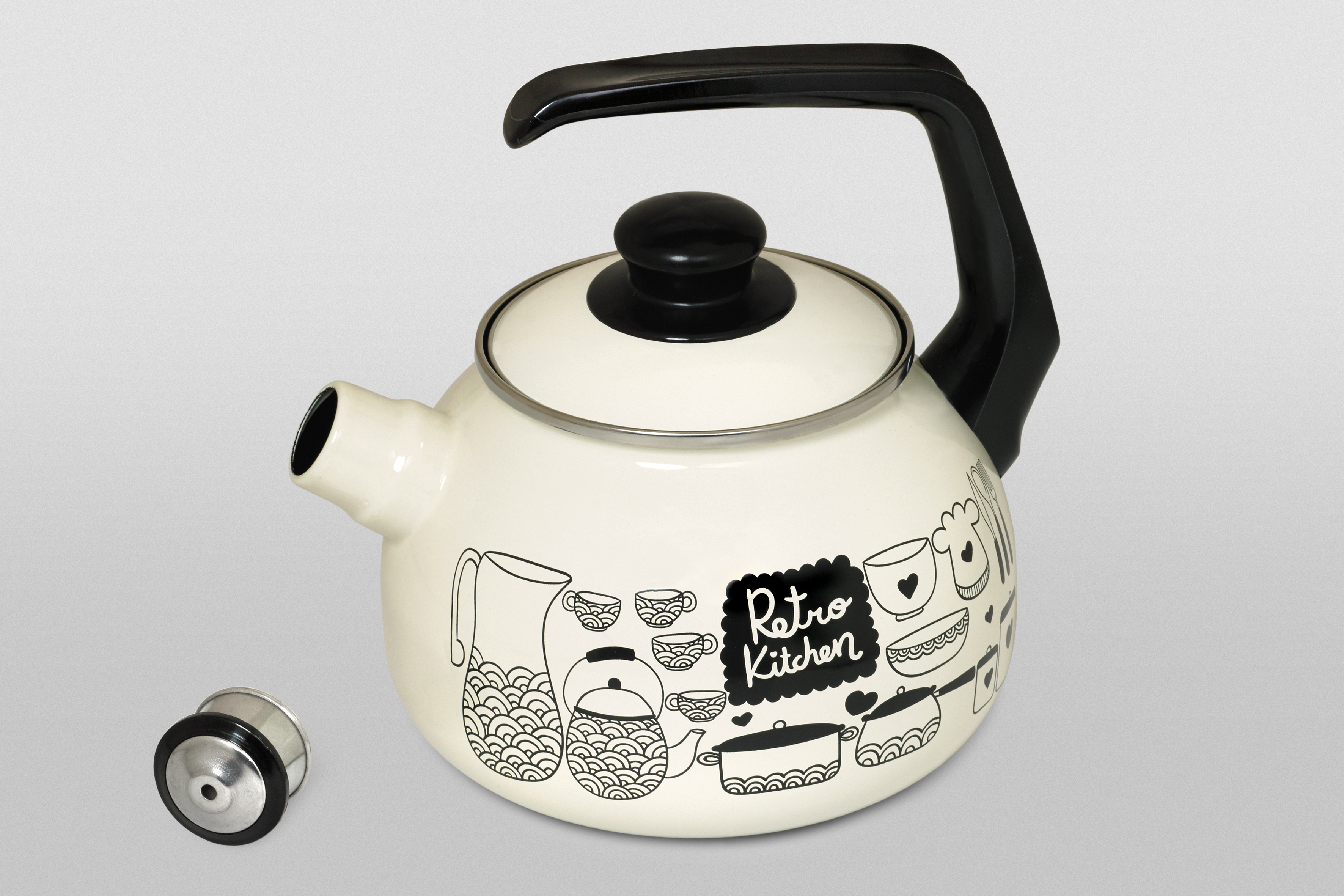 Чайник эмалированный с бакелитовой ручкой, со свистком, 2.5 л