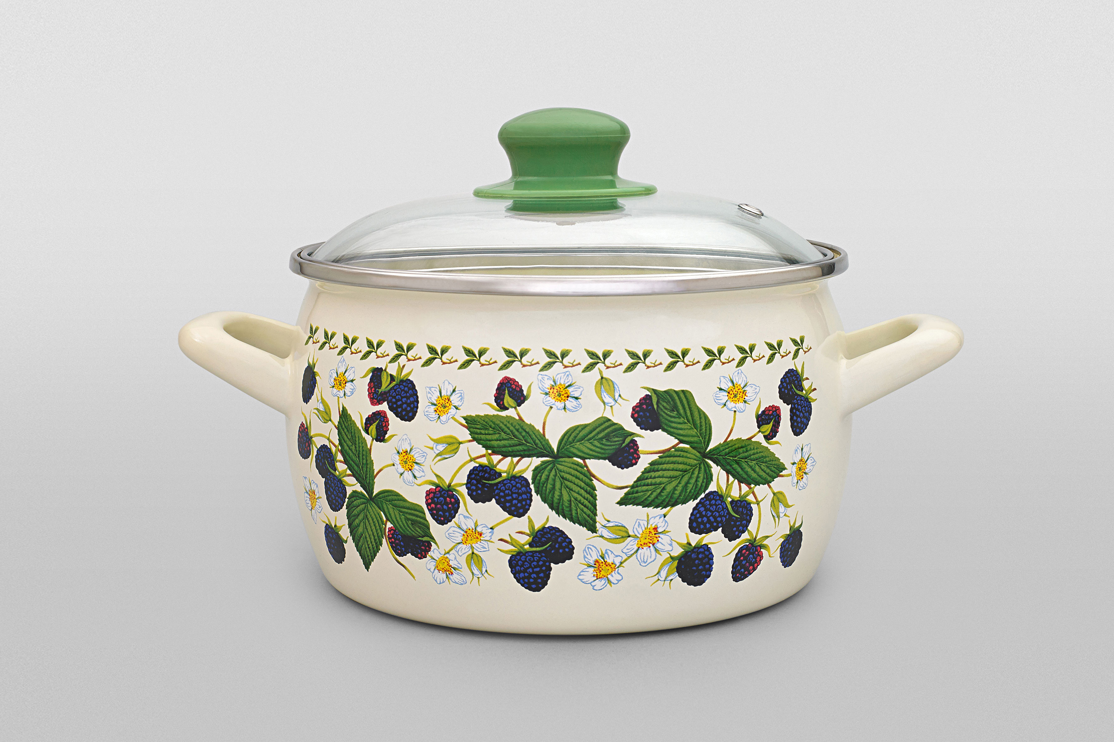 Набор посуды 6/1: кастрюли эмалированные со стеклянными крышками 2.4 л, 3.3 л, 5.7 л