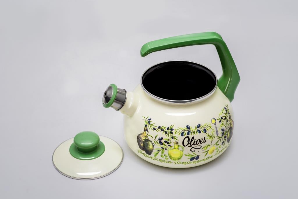 Чайник эмалированный с бакелитовой ручкой, со свистком, 2.5 л