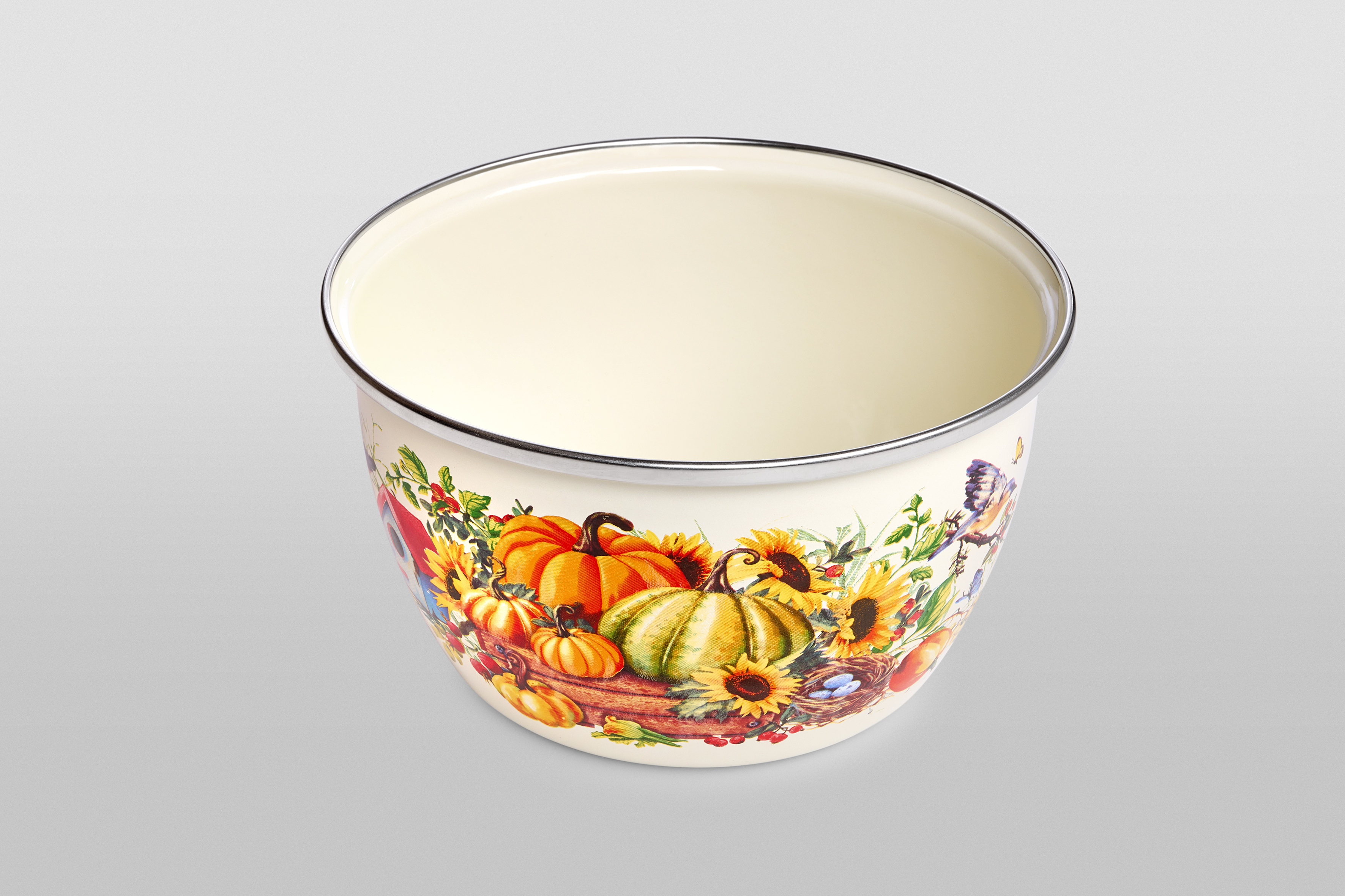 Миска эмалированная без ручек с пластиковой крышкой, 1.7 л