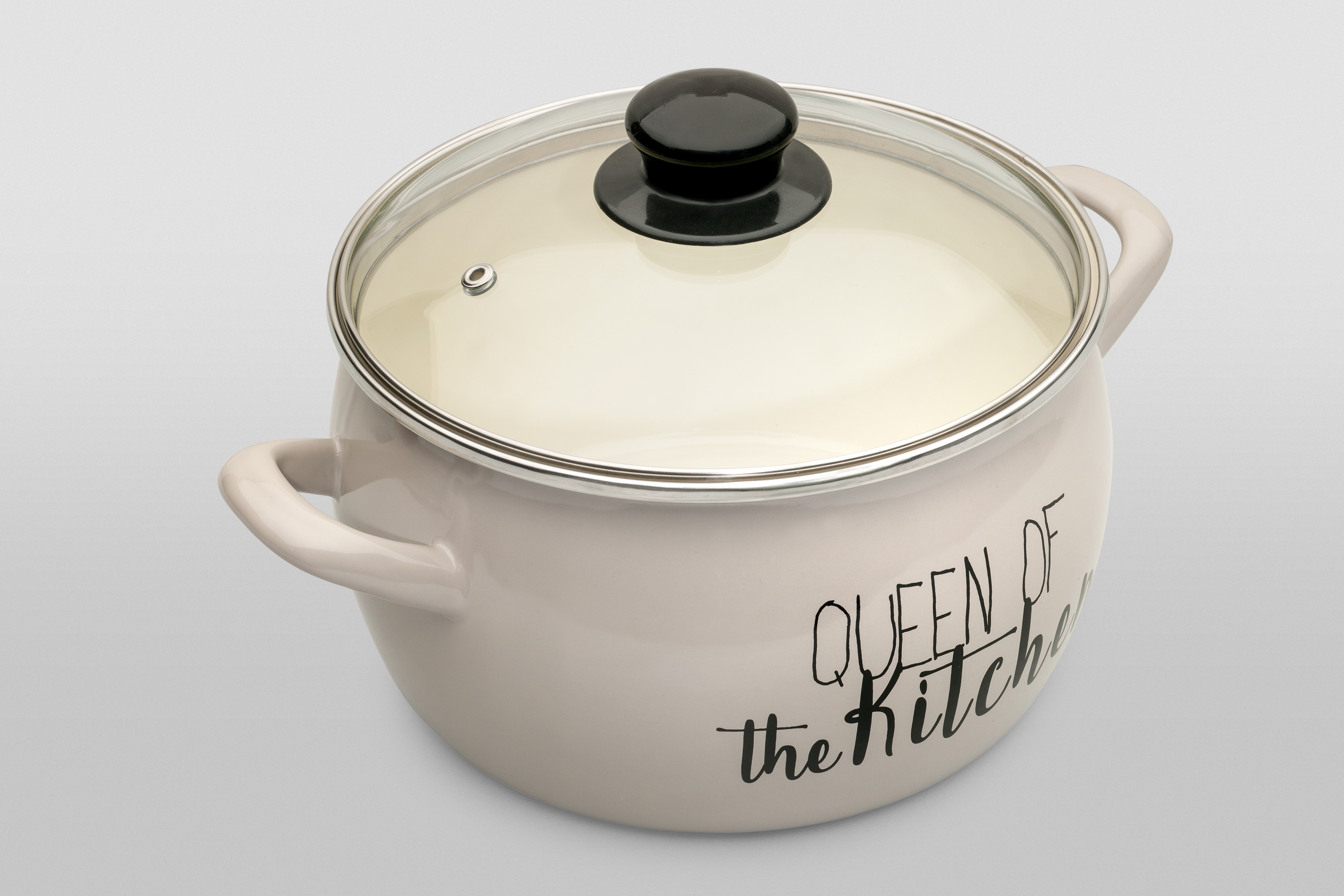 Кастрюля глубокая эмалированная со стеклянной крышкой, 3.1 л