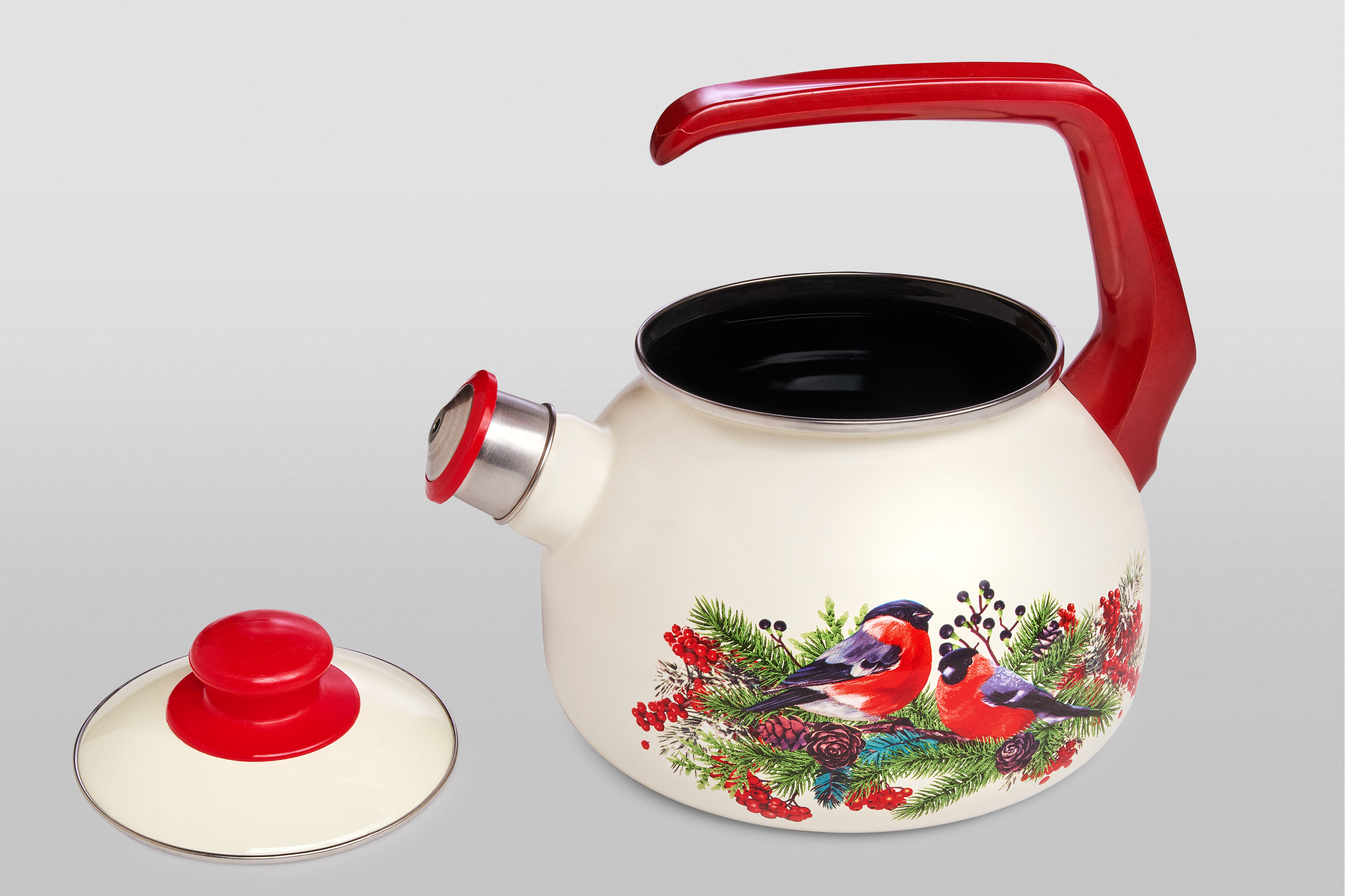 Чайник эмалированный с бакелитовой ручкой, со свистком, 2.5 л