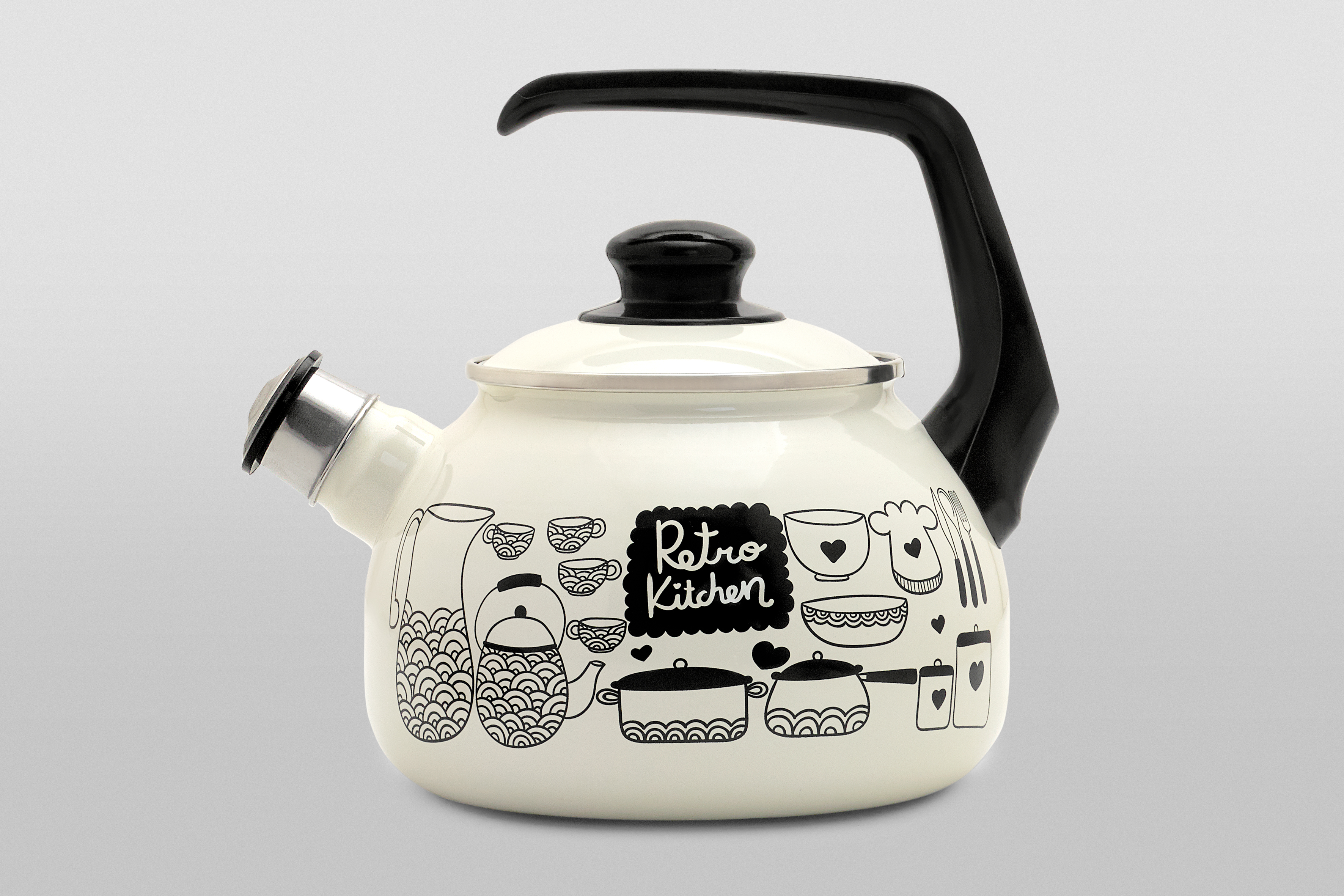 Чайник эмалированный с бакелитовой ручкой, со свистком, 2.5 л