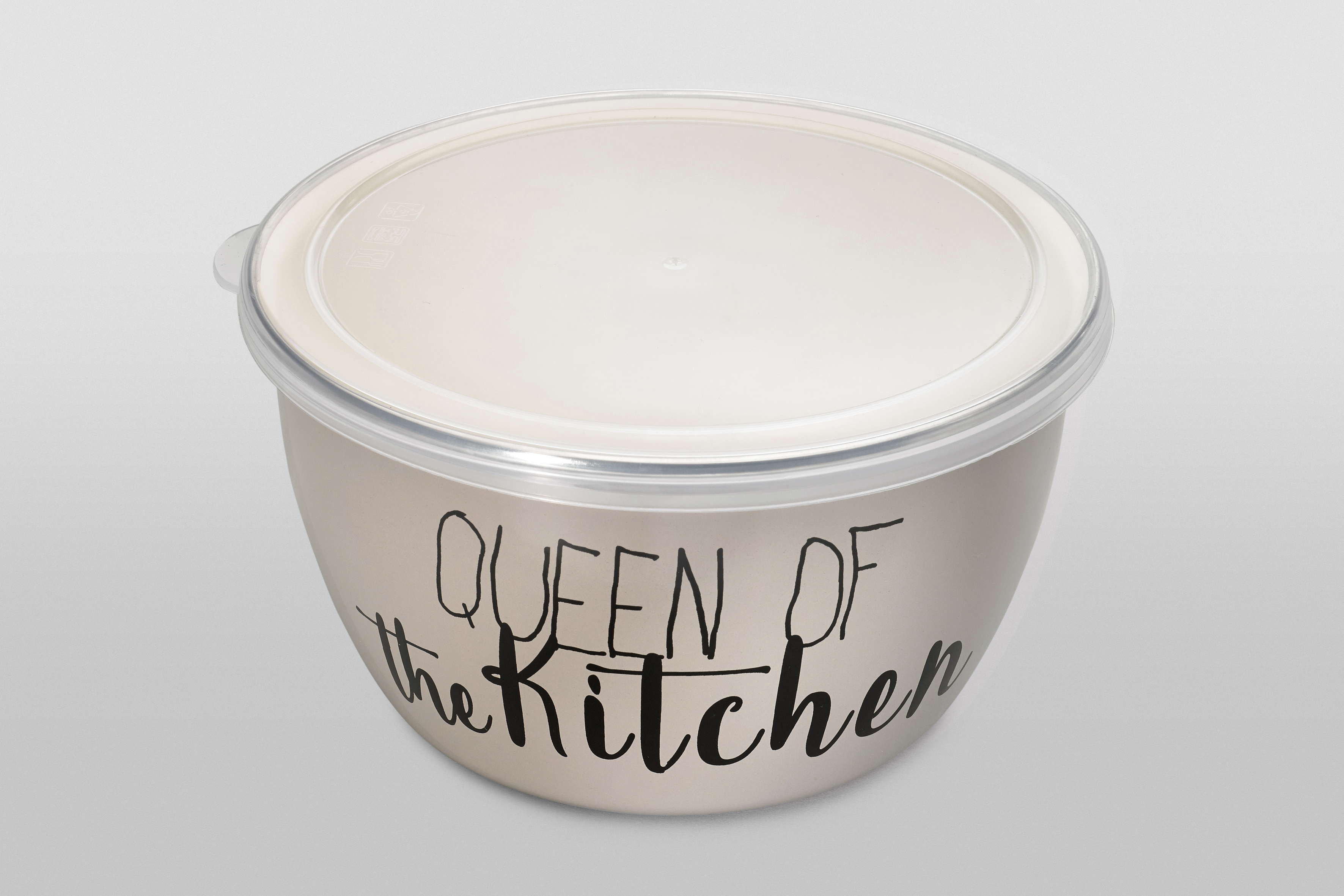 Миска эмалированная без ручек с пластиковой крышкой, 1.1 л