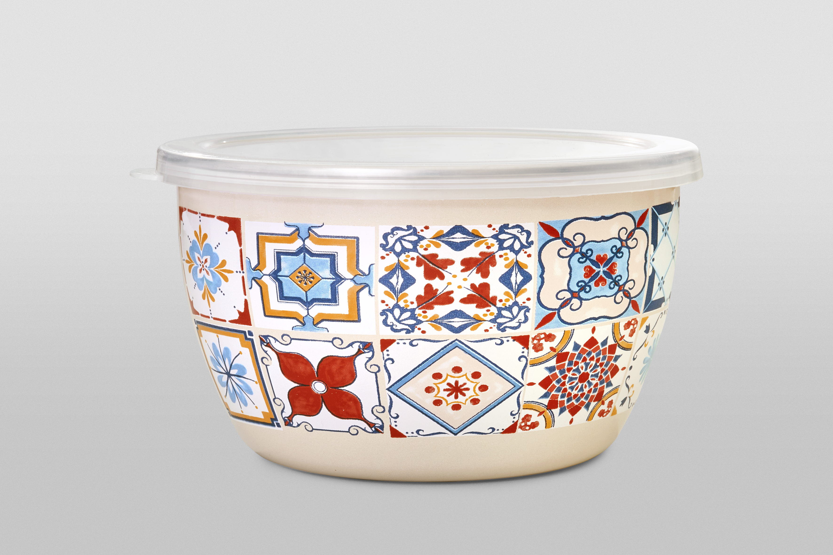 Миска эмалированная без ручек с пластиковой крышкой, 1.7 л