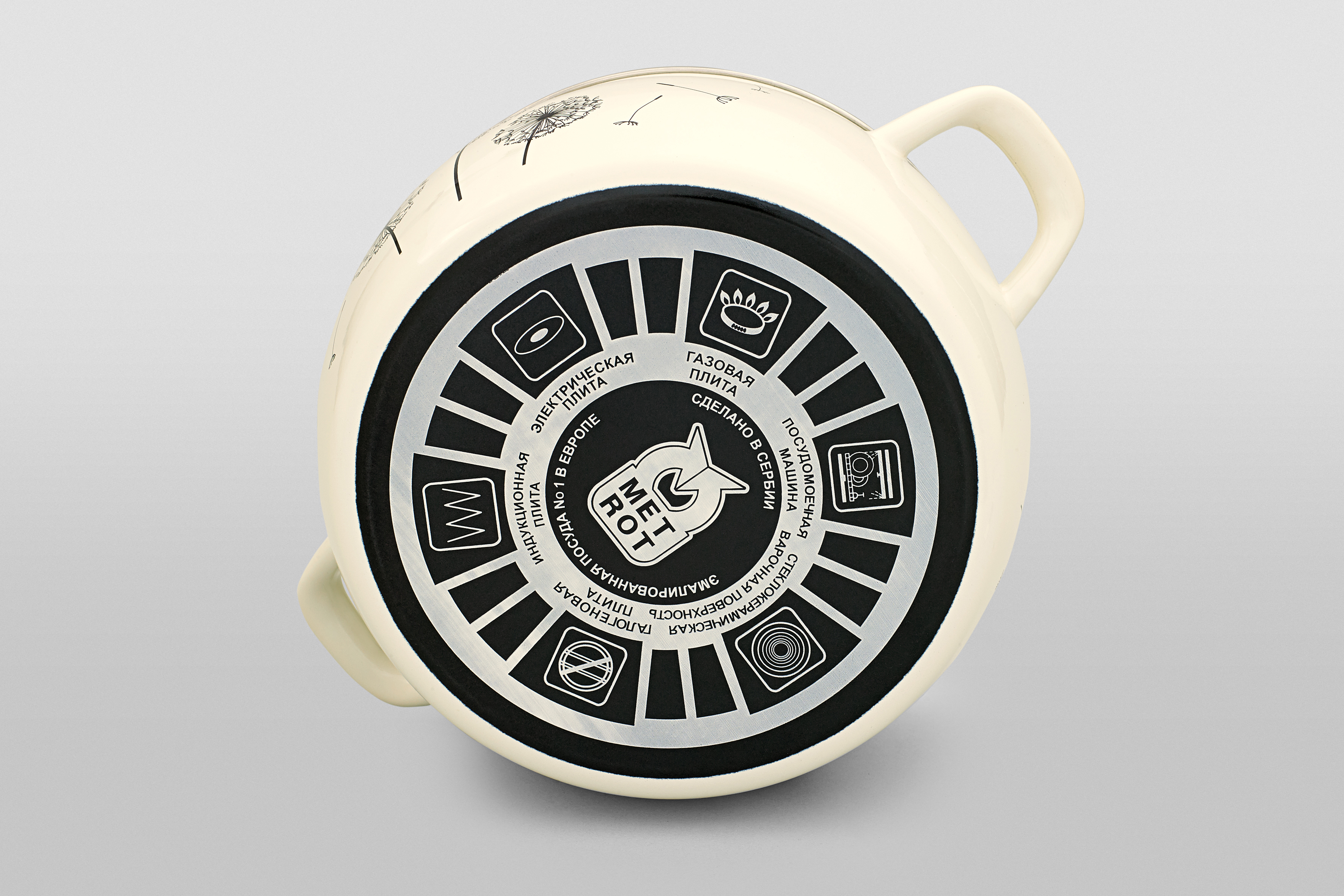 Кастрюля глубокая эмалированная со стеклянной крышкой, 5.7 л