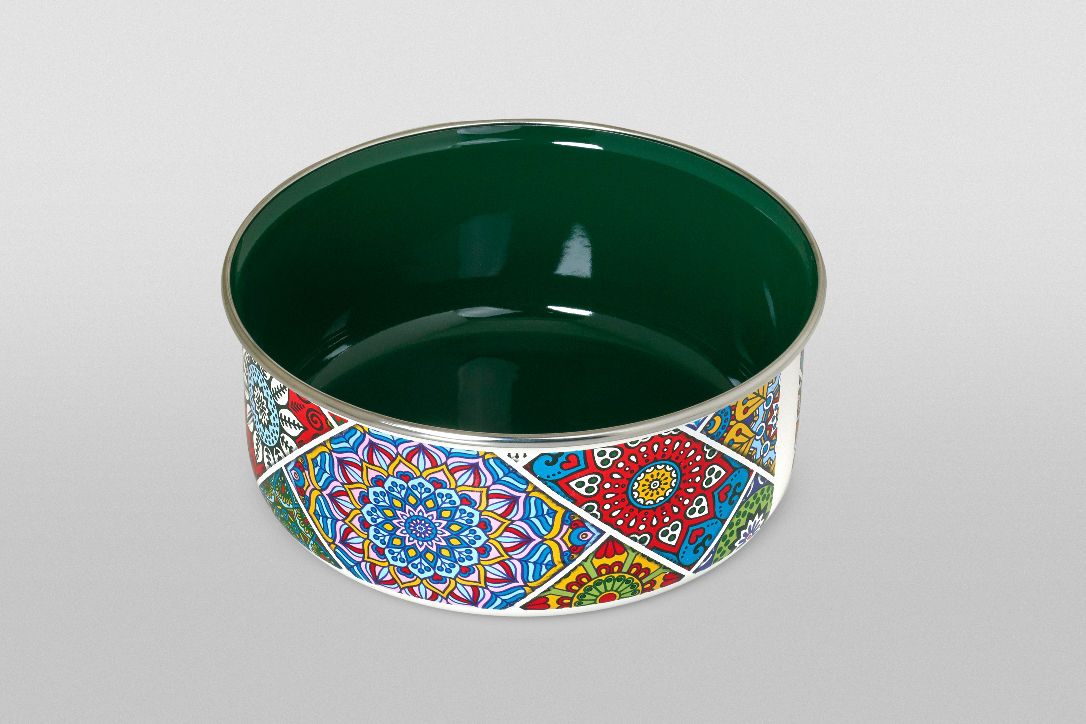 Миска эмалированная без ручек с пластиковой крышкой, 18 см, 1.8 л