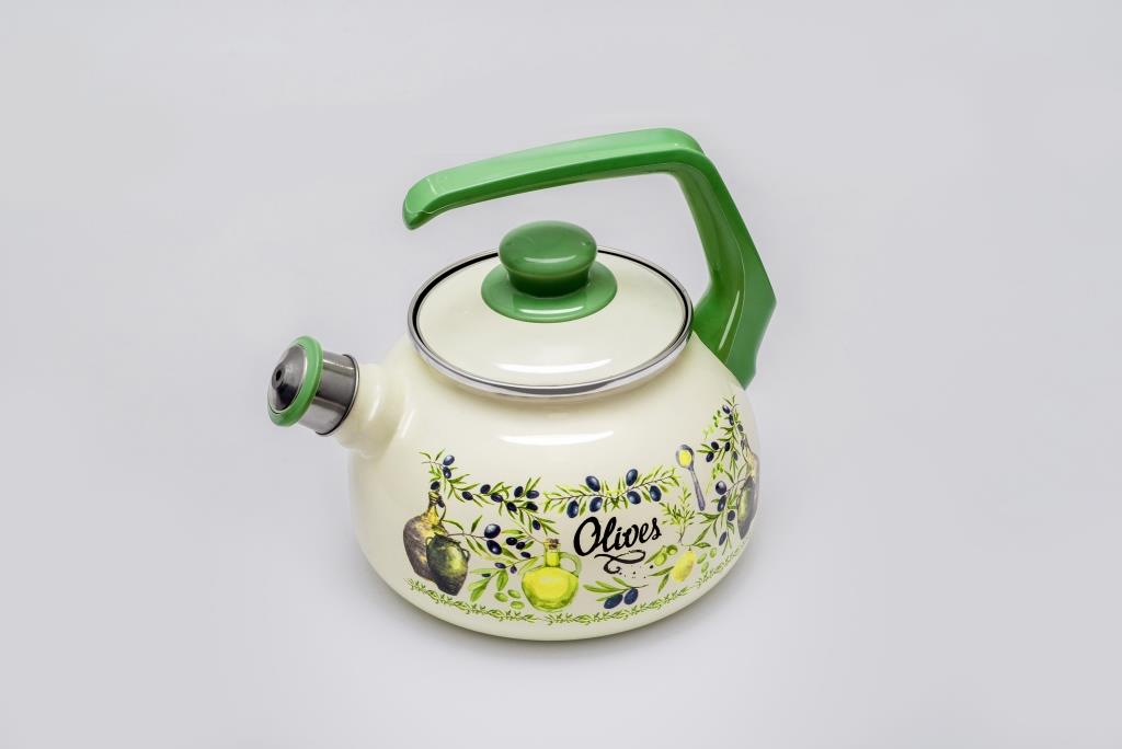 Чайник эмалированный с бакелитовой ручкой, со свистком, 2.5 л