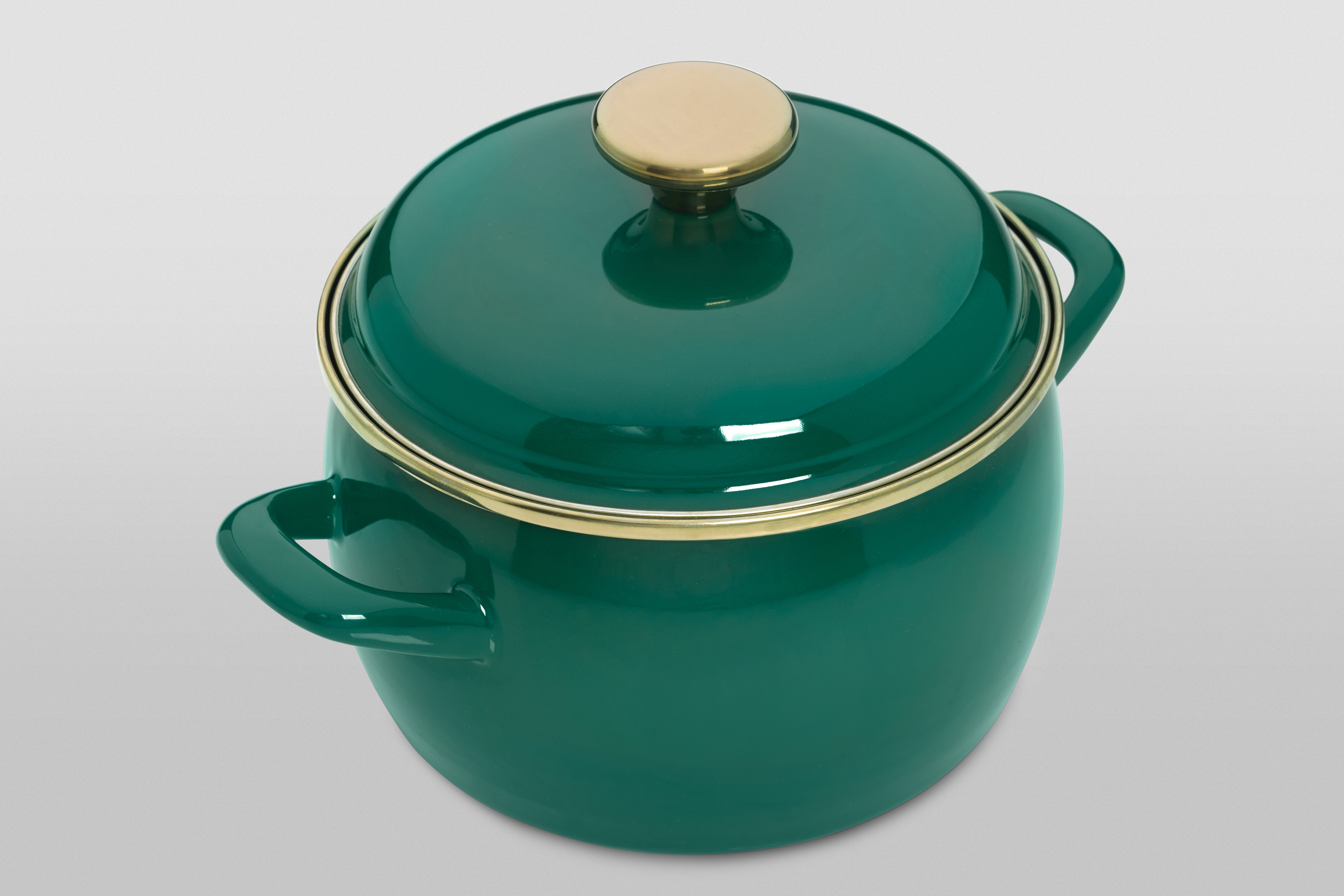 Кастрюля глубокая эмалированная с металлической крышкой, 3.3 л