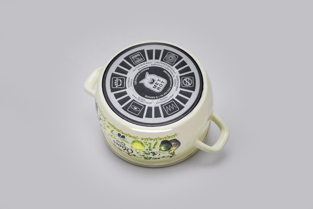 Кастрюля глубокая эмалированная со стеклянной крышкой, 3 л