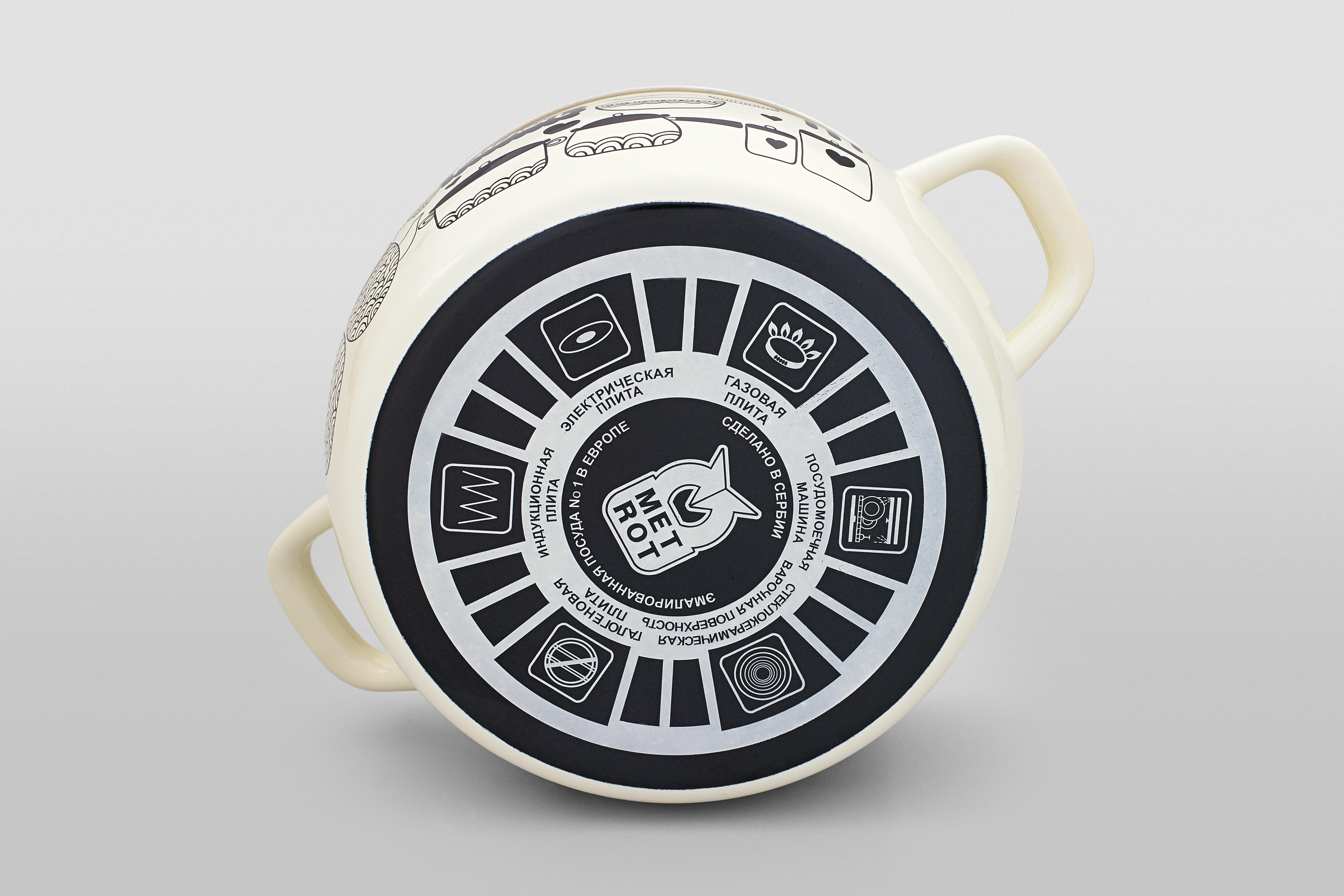 Кастрюля глубокая эмалированная со стеклянной крышкой, 5.7 л