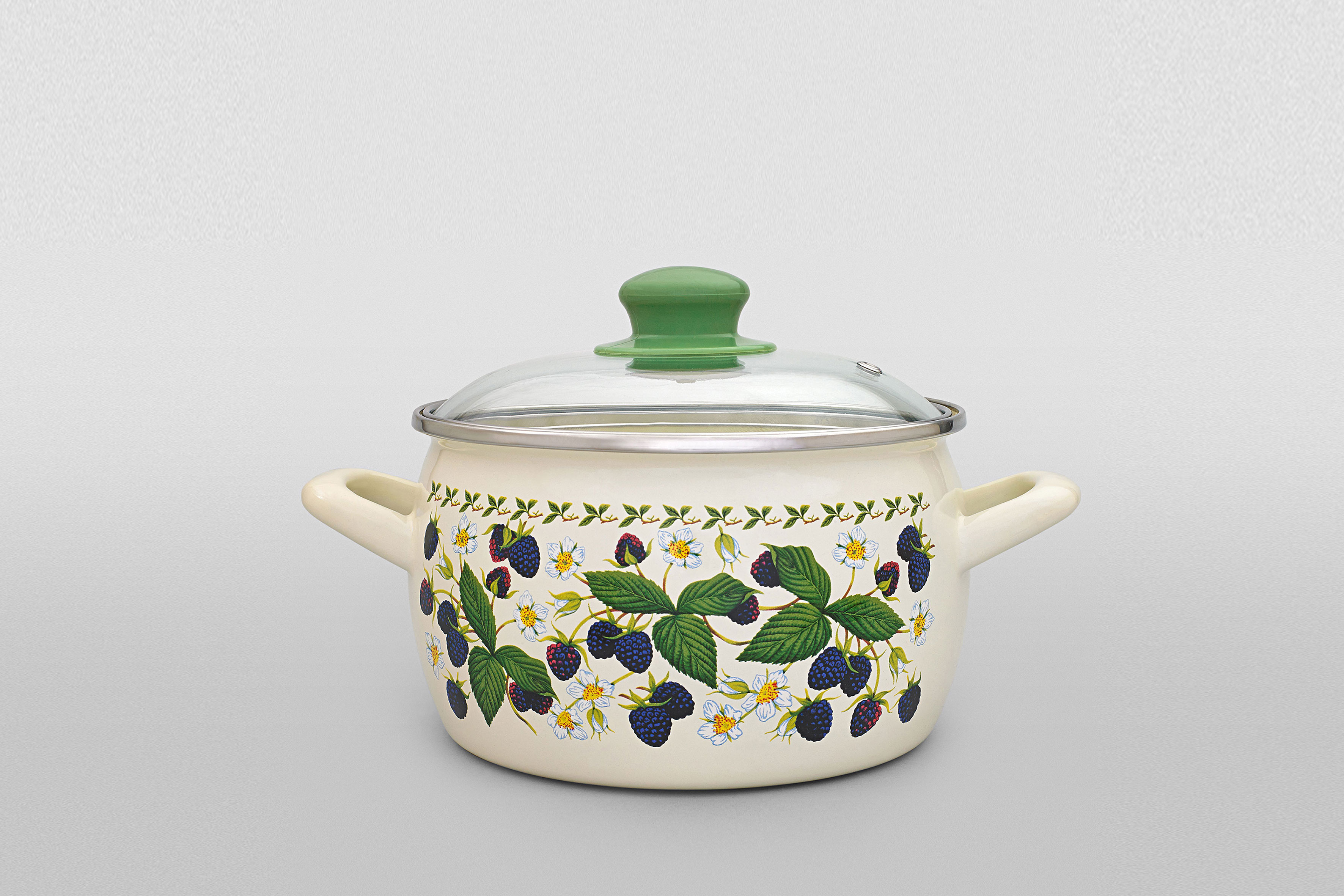 Набор посуды 6/1: кастрюли эмалированные со стеклянными крышками 2.4 л, 3.3 л, 5.7 л