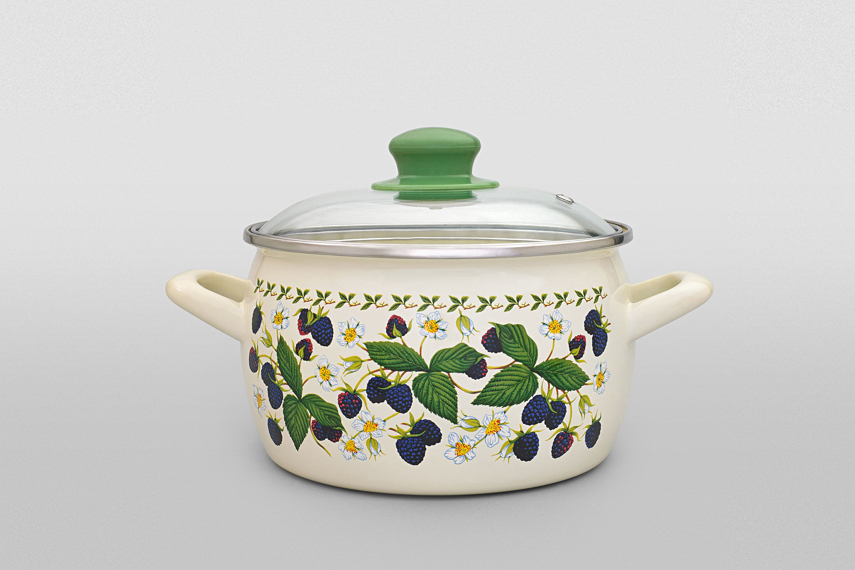 Набор посуды 6/1: кастрюли эмалированные со стеклянными крышками 2.4 л, 3.3 л, 5.7 л