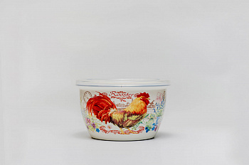 Миска эмалированная без ручек с пластиковой крышкой, 1.15 л