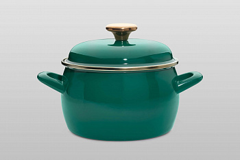 Кастрюля глубокая эмалированная с металлической крышкой, 5.7 л