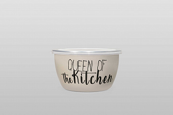 Миска эмалированная без ручек с пластиковой крышкой, 1.7 л