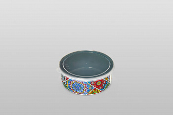 Миска эмалированная без ручек с пластиковой крышкой, 16 см, 1.3 л