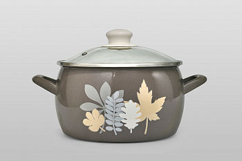 Кастрюля глубокая эмалированная со стеклянной крышкой, 5.7 л