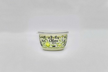 Миска эмалированная без ручек с пластиковой крышкой, 1.15 л