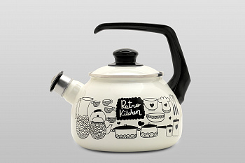Чайник эмалированный с бакелитовой ручкой, со свистком, 2.5 л