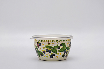 Миска эмалированная без ручек с пластиковой крышкой, 1.7 л