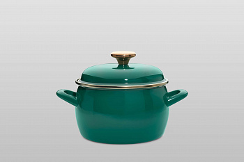Кастрюля глубокая эмалированная с металлической крышкой, 2.4 л